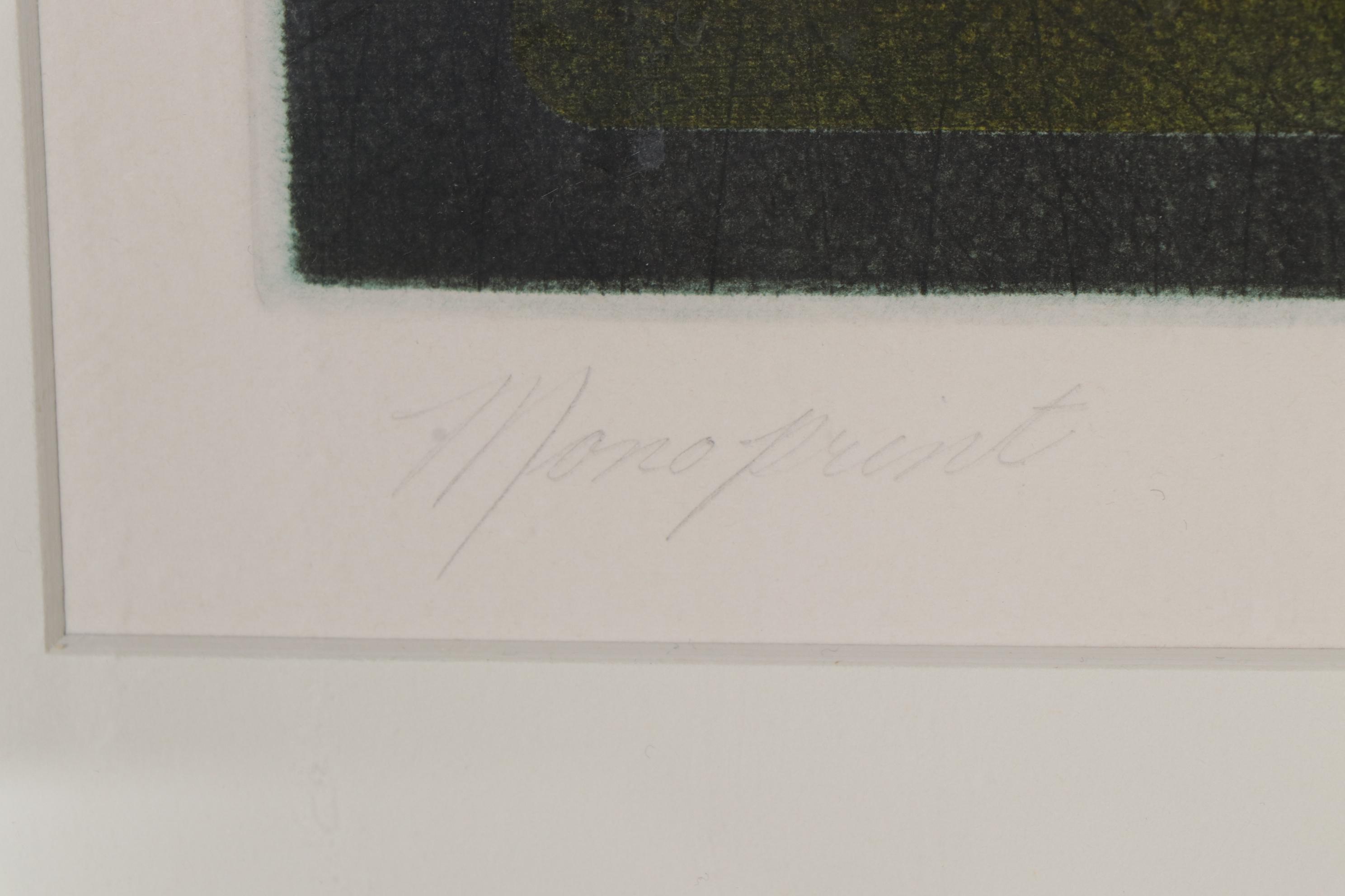 Karen Erla Intaglio Monoprint "Urban Renewal," Circa 1986