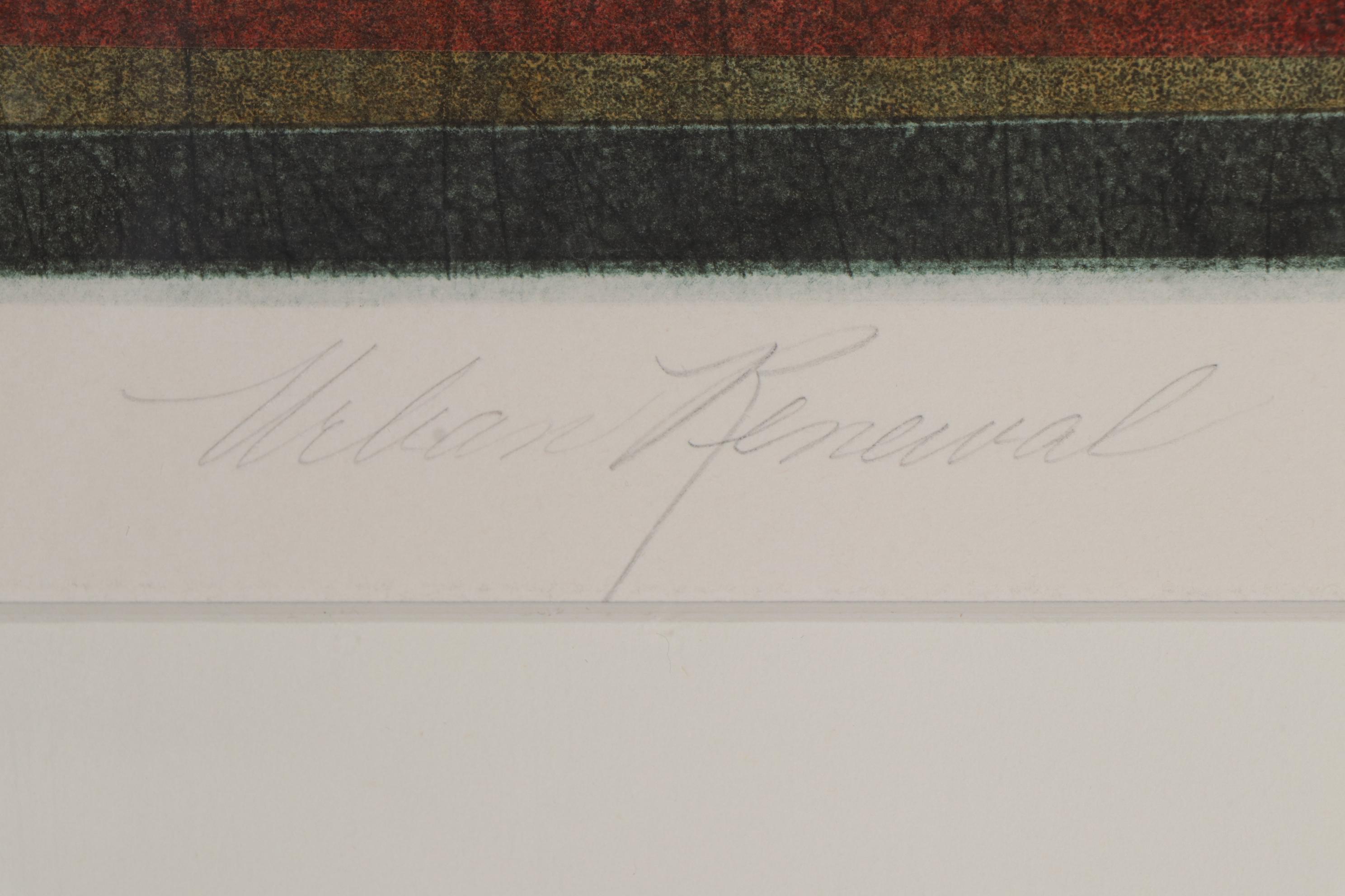 Karen Erla Intaglio Monoprint "Urban Renewal," Circa 1986