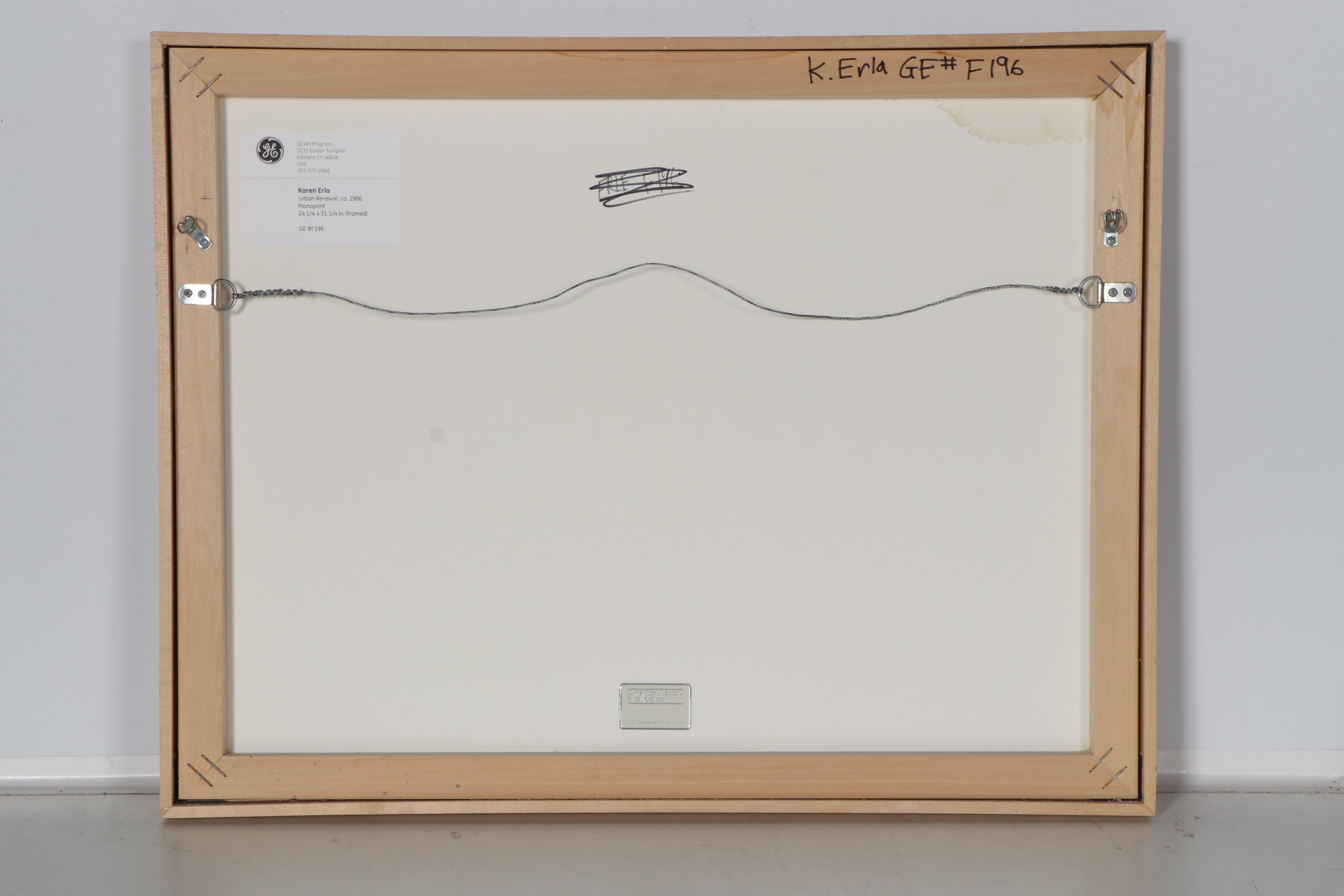 Karen Erla Intaglio Monoprint "Urban Renewal," Circa 1986