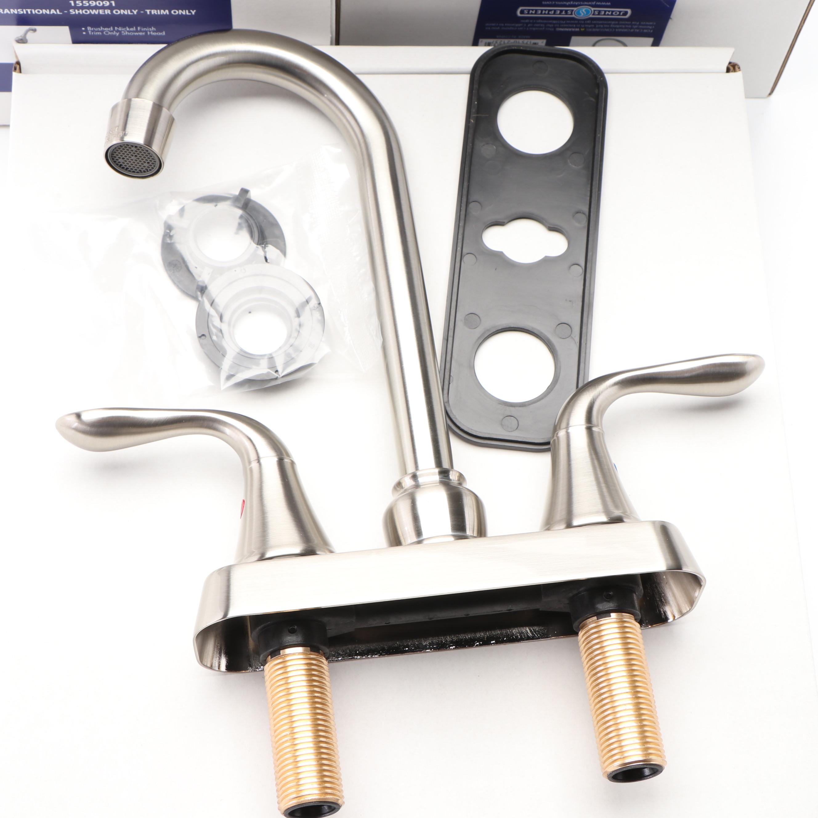 Nickel Shower Trim and Drain Kits, Gooseneck Bar Faucet, Towel Rings, Towel Rack