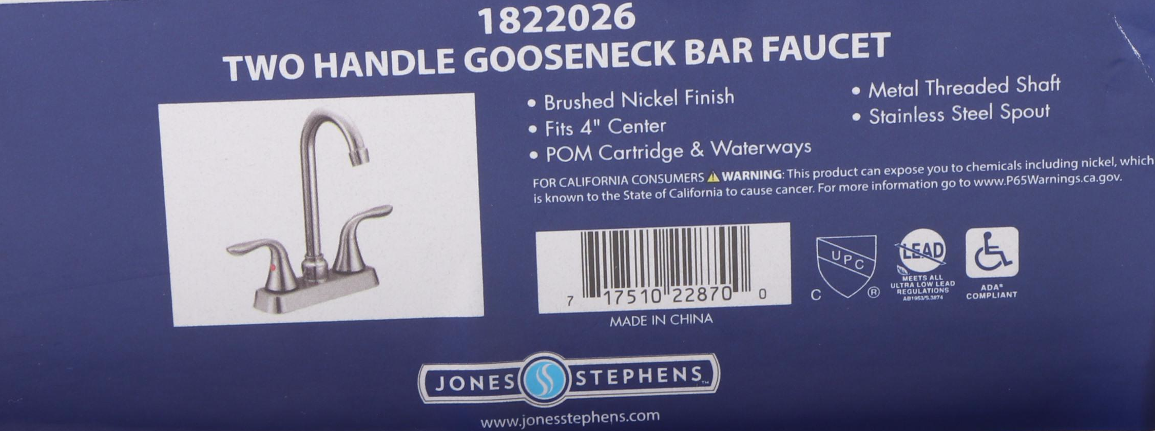 Nickel Shower Trim and Drain Kits, Gooseneck Bar Faucet, Towel Rings, Towel Rack