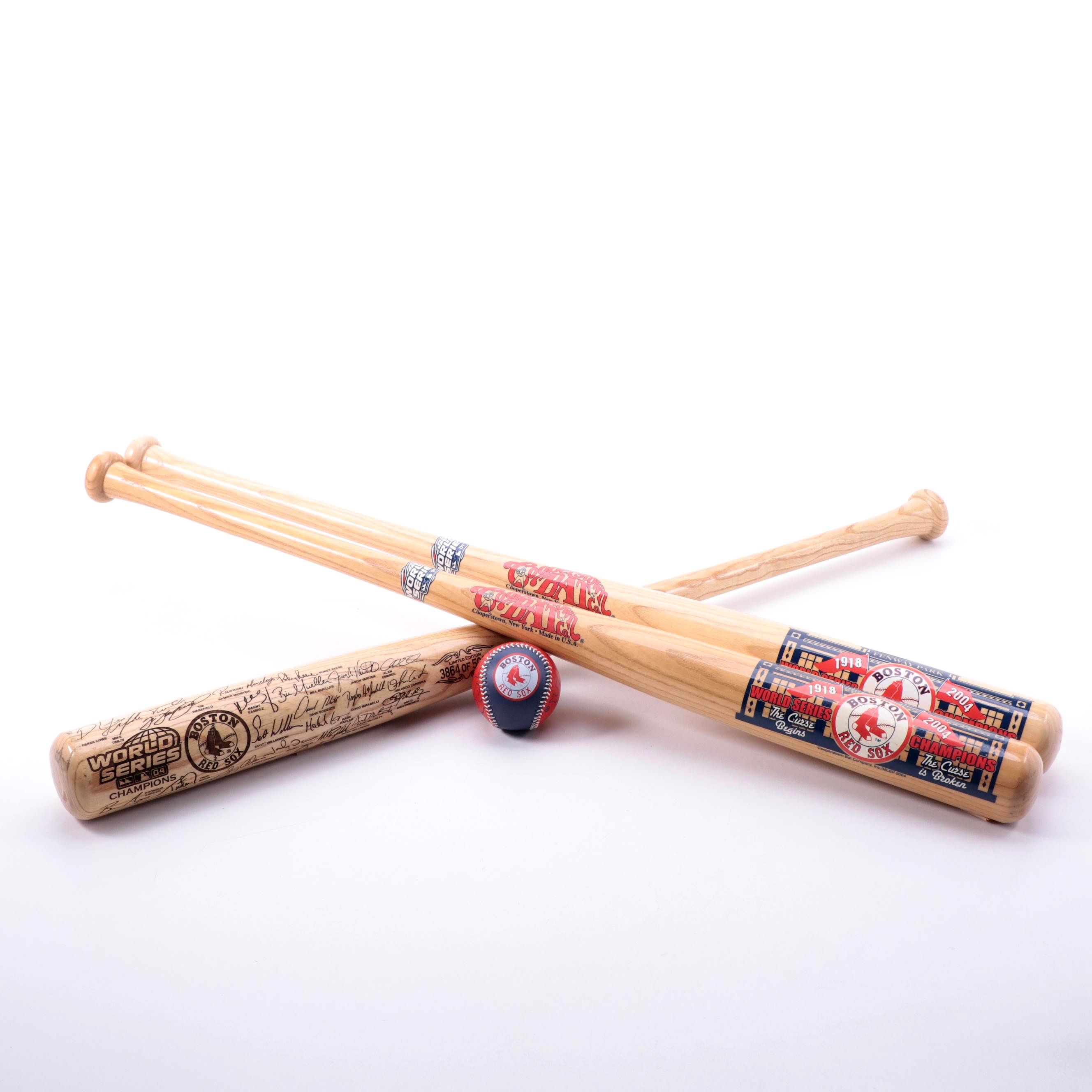 Boston Red Sox 2004 World Series Commemorative Bats and Baseball