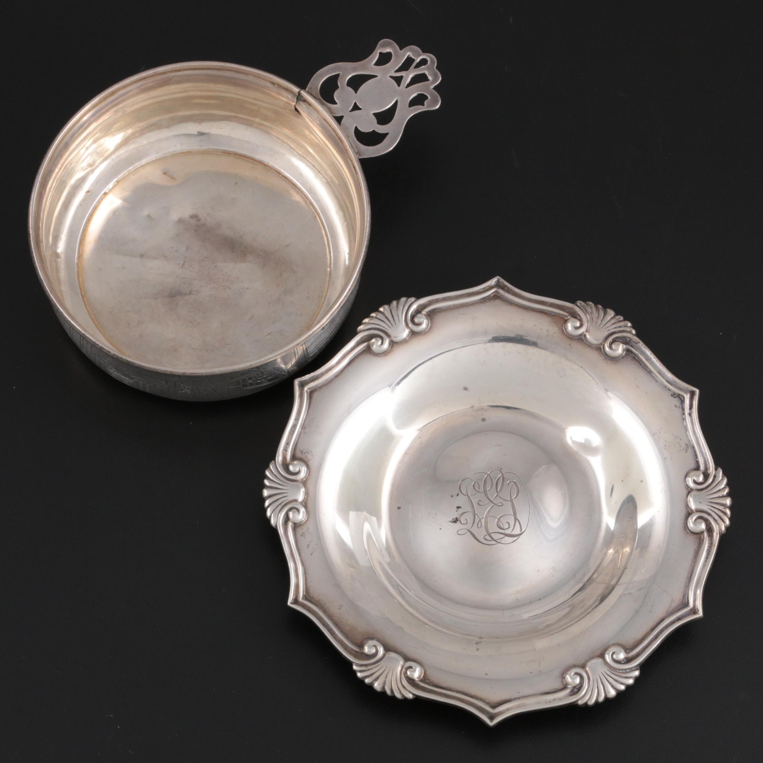 Tiffany & Co. Sterling Silver Scroll and Fan Motif Dish with Webster Porringer