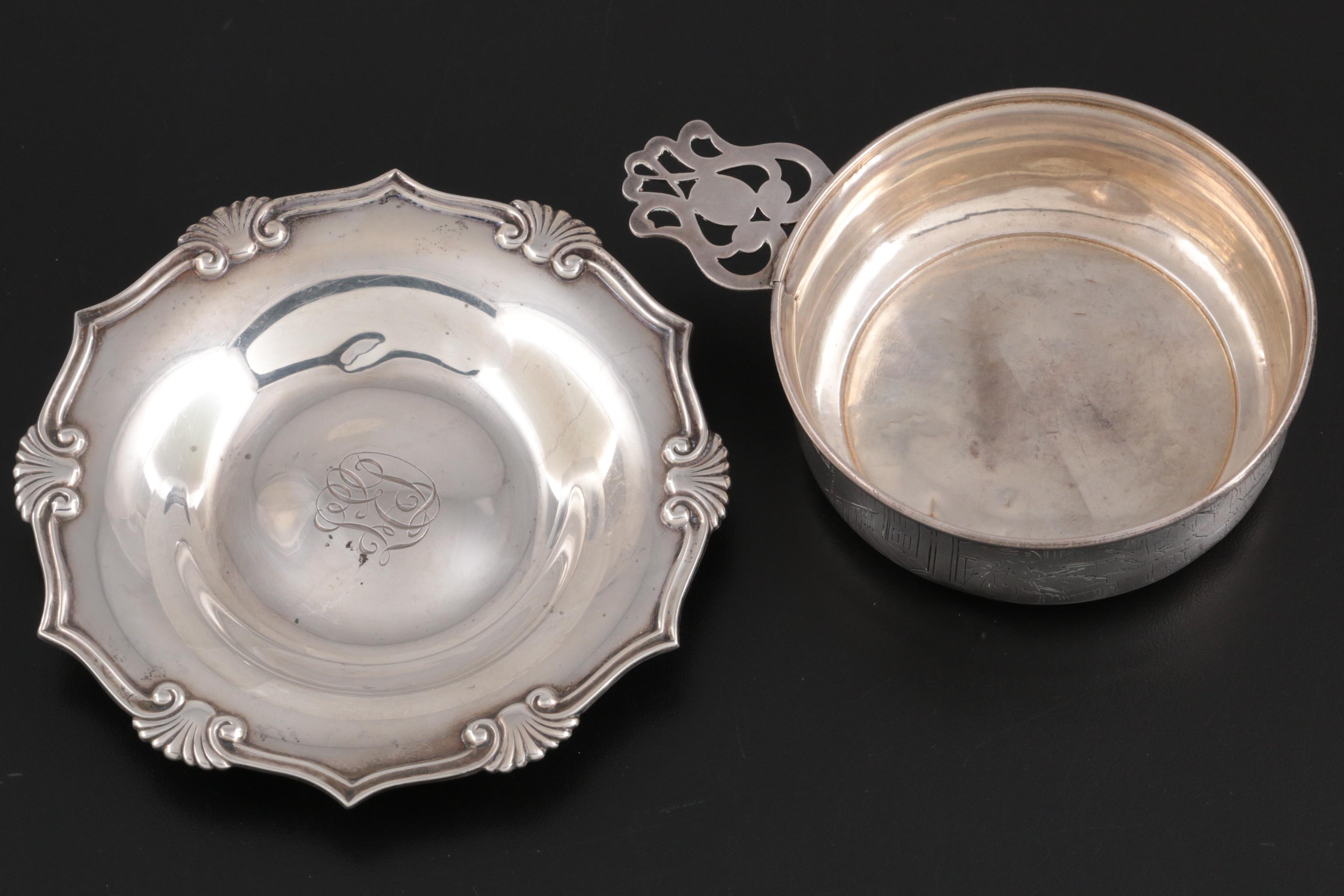 Tiffany & Co. Sterling Silver Scroll and Fan Motif Dish with Webster Porringer