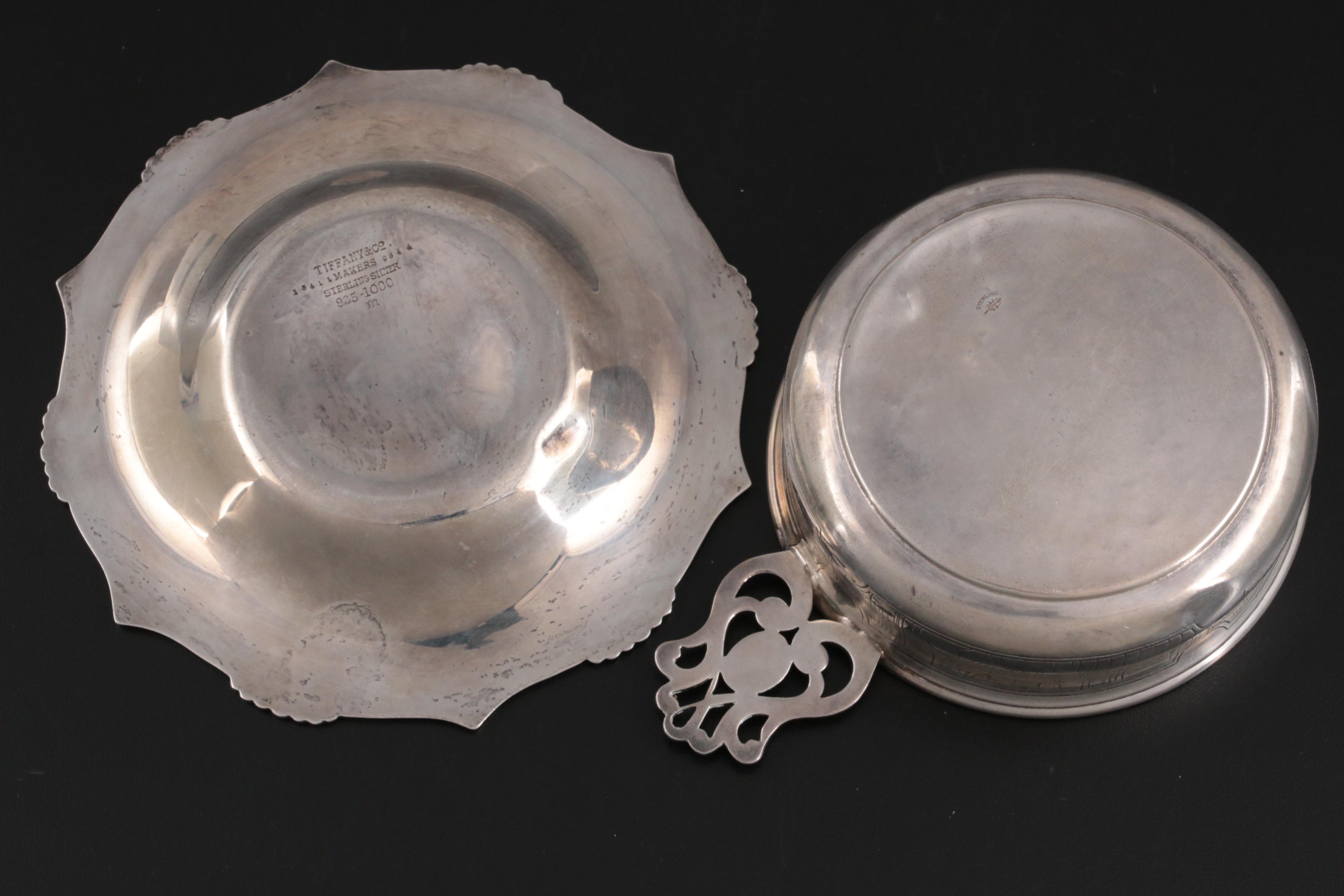 Tiffany & Co. Sterling Silver Scroll and Fan Motif Dish with Webster Porringer