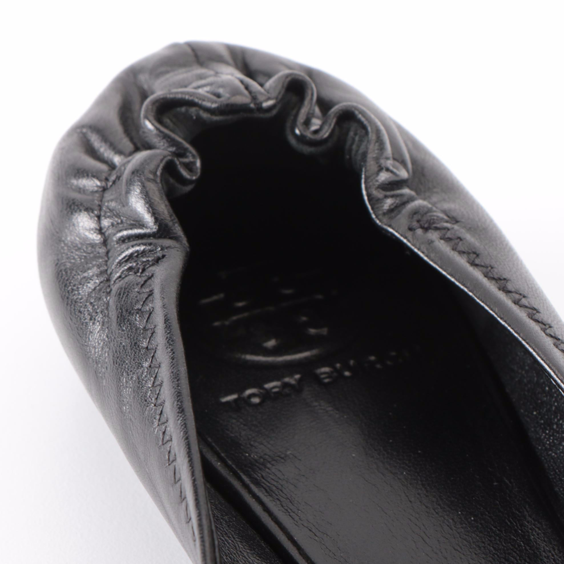 Tory Burch Ballet Flats in Black Leather and Silver Leather