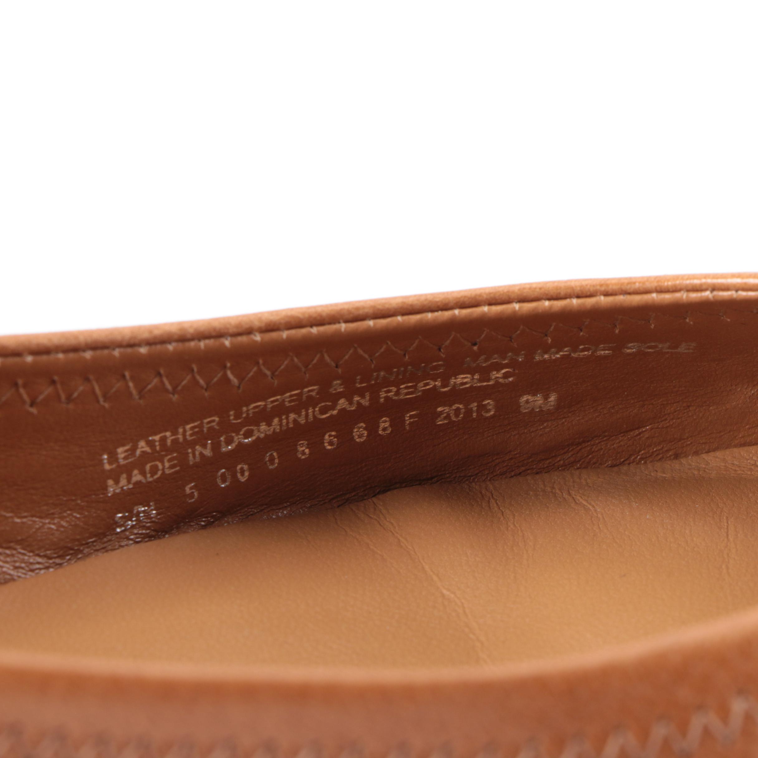 Tory Burch Ballet Flats in Brown Leather and Red Patent Leather