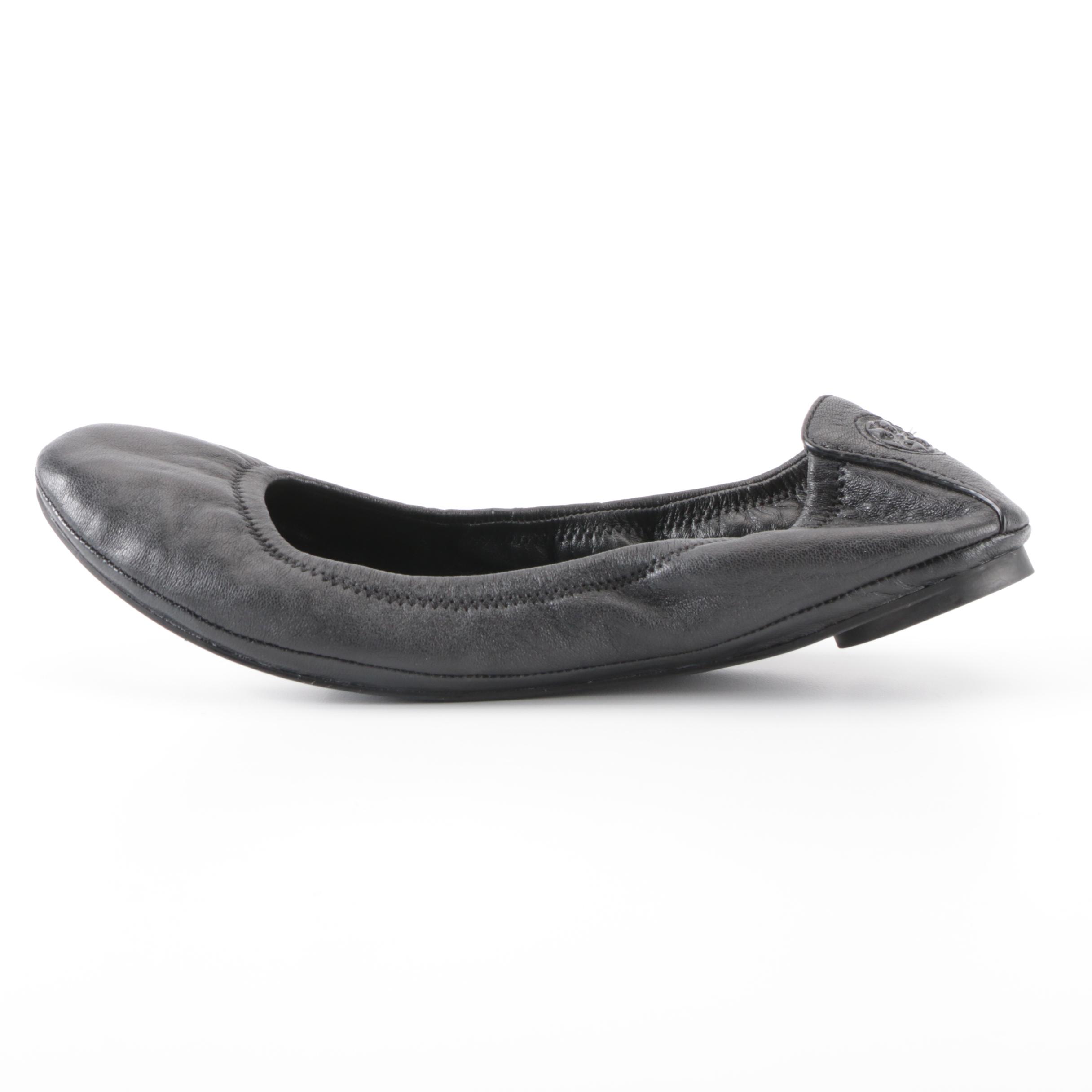 Tory Burch Ballet Flats in Snakeskin and Black Leather