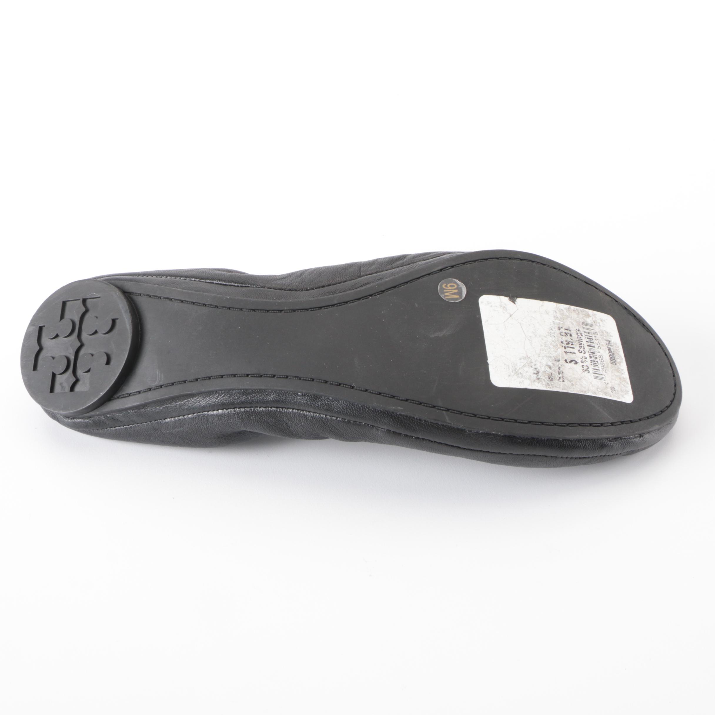 Tory Burch Ballet Flats in Snakeskin and Black Leather