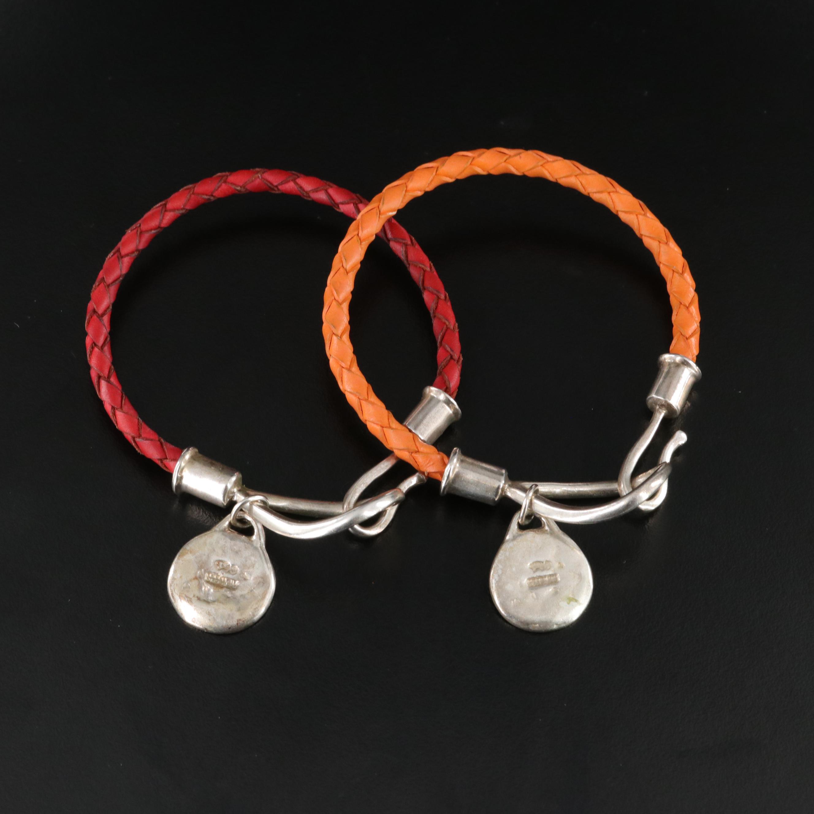 The Golden Bear Sterling Logo Charm Leather Bracelets with Pouch