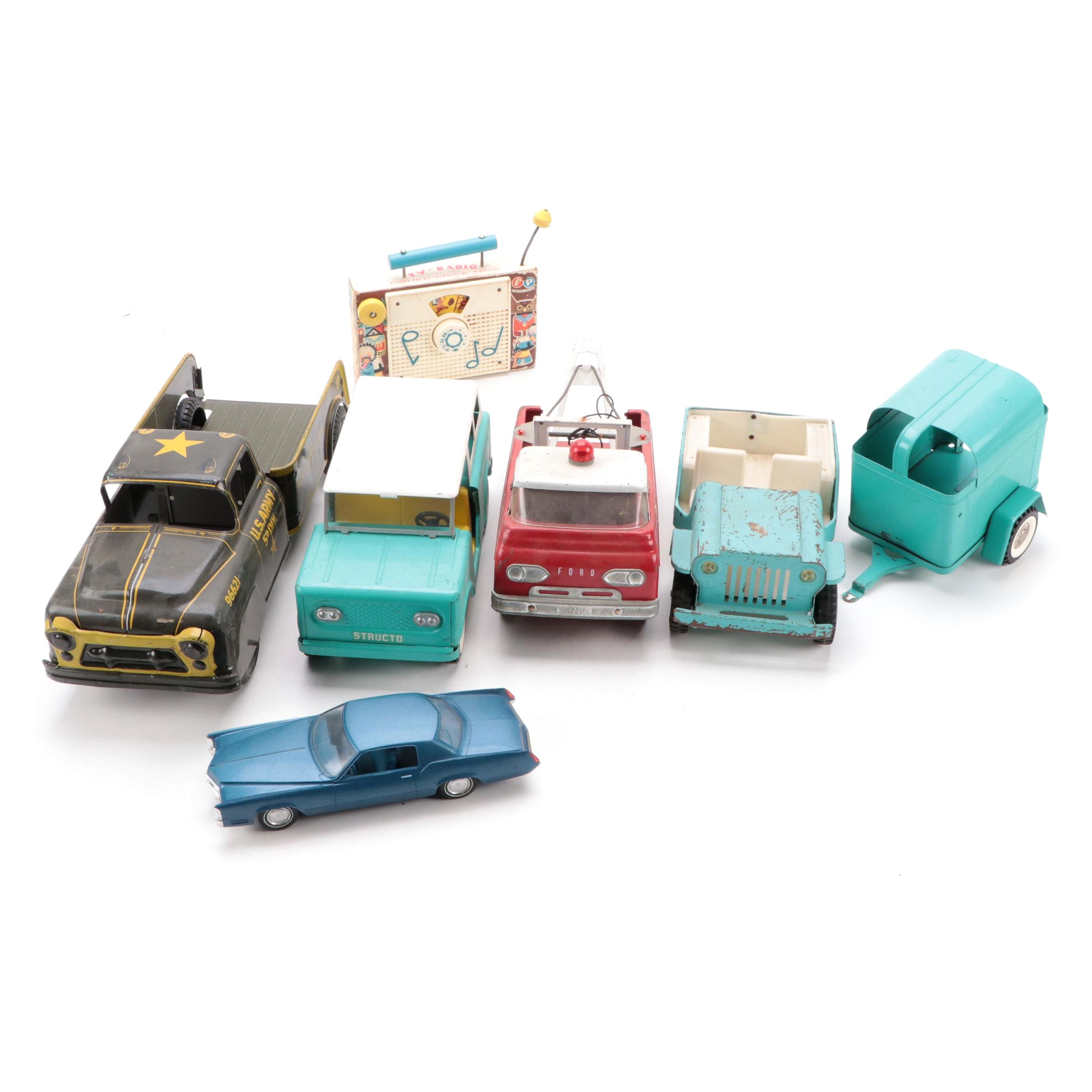 Marx, Tonka, Structo and Nylint Diecast Toys with Fisher-Price #159 TV Radio