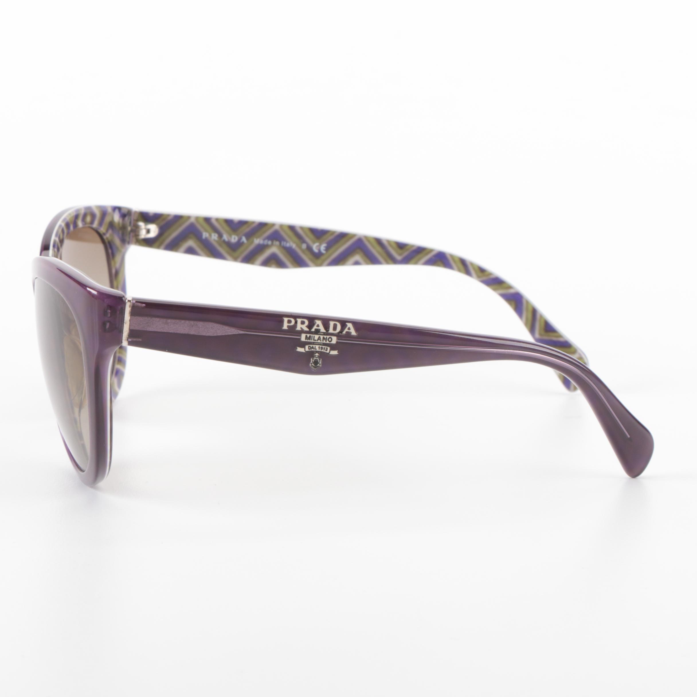 Prada SPR05P Purple Cat Eye Sunglasses with Case
