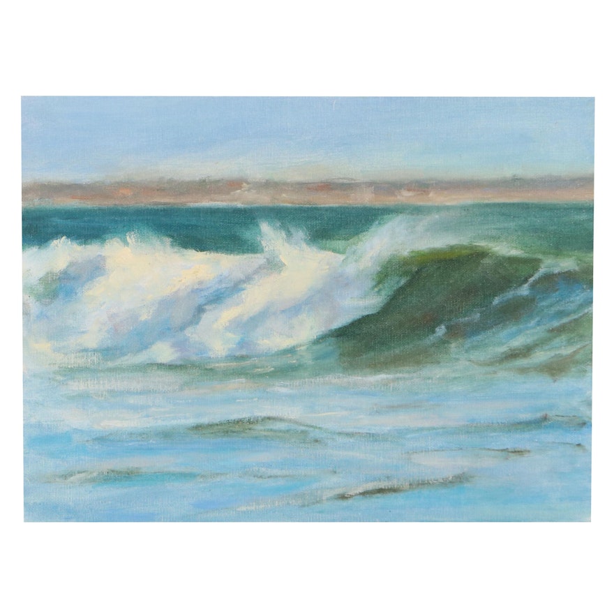 Kathy Ikerd Seascape Oil Painting, Circa 2015