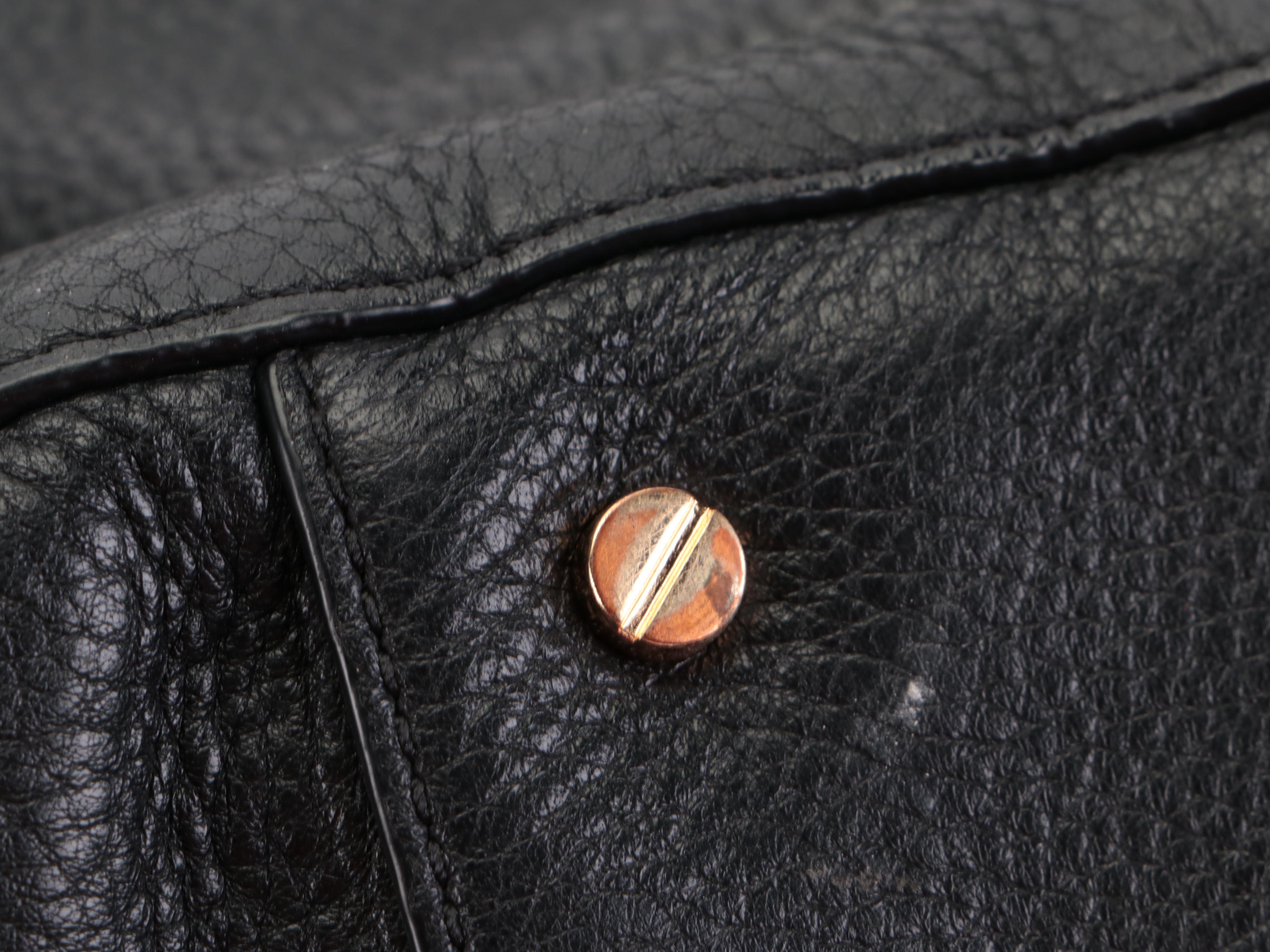 Tory Burch Medallion Shopper Tote in Black Grainy Leather with Detachable Strap