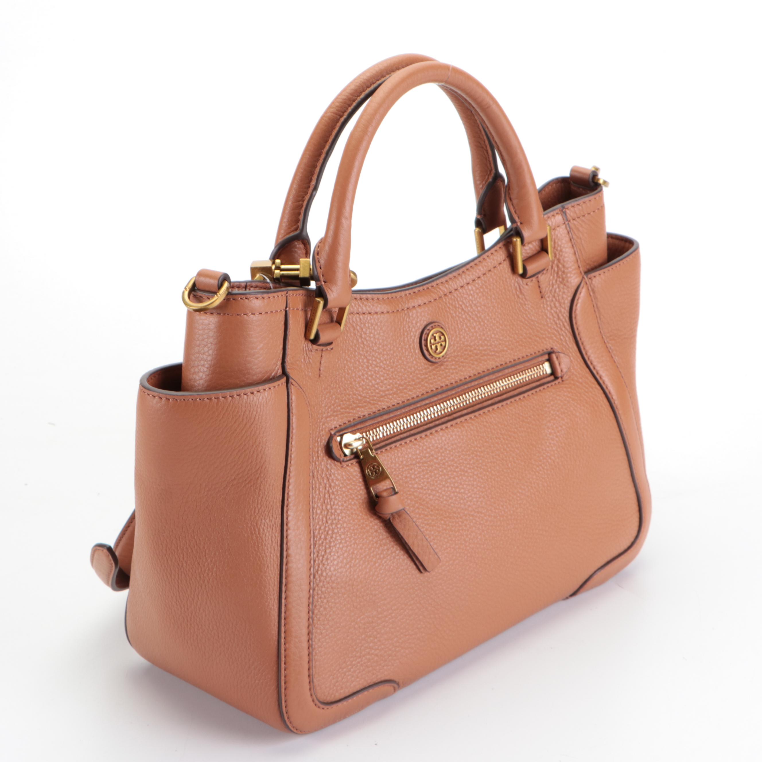 Tory Burch Frances Small Satchel in Bark Leather with Detachable Strap