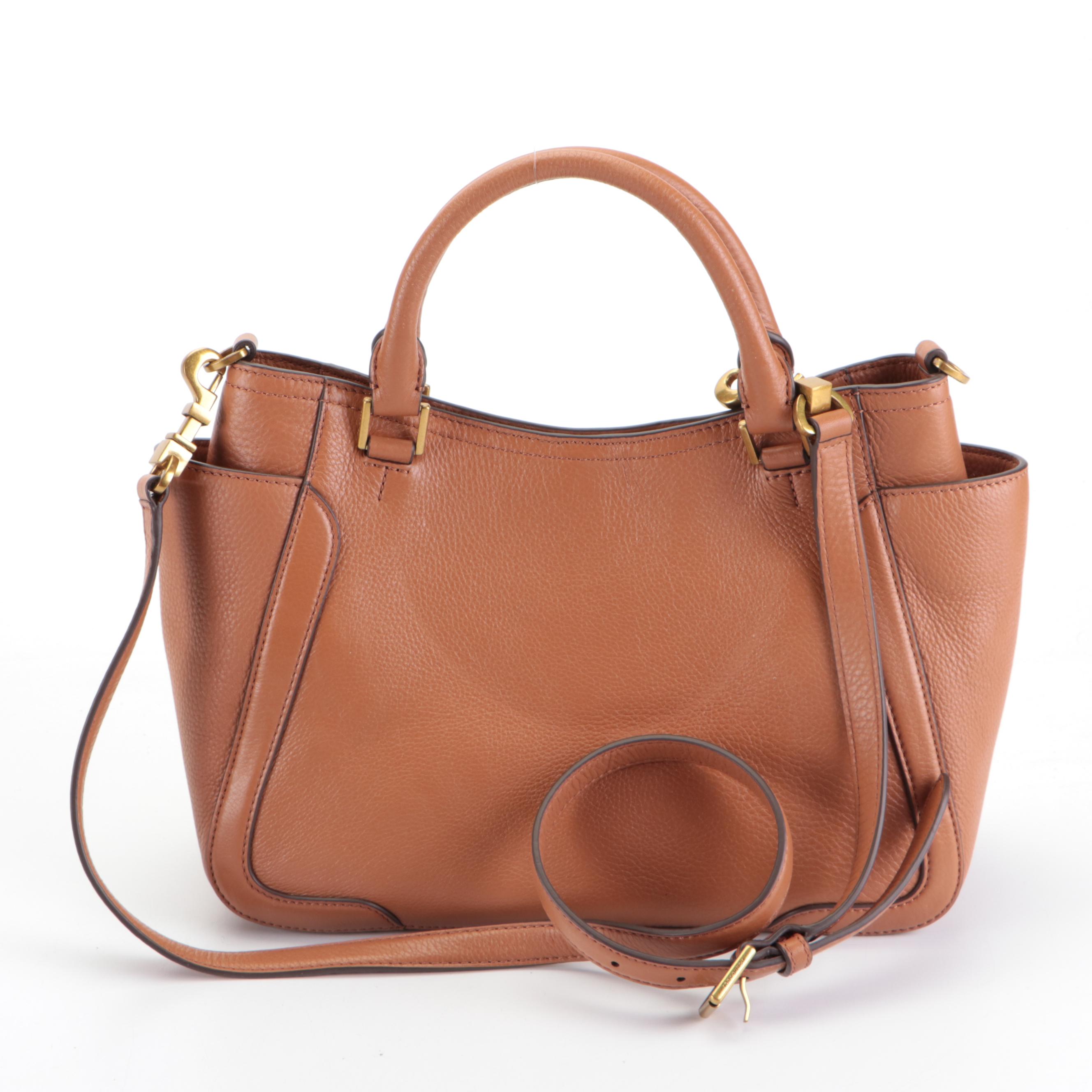 Tory Burch Frances Small Satchel in Bark Leather with Detachable Strap