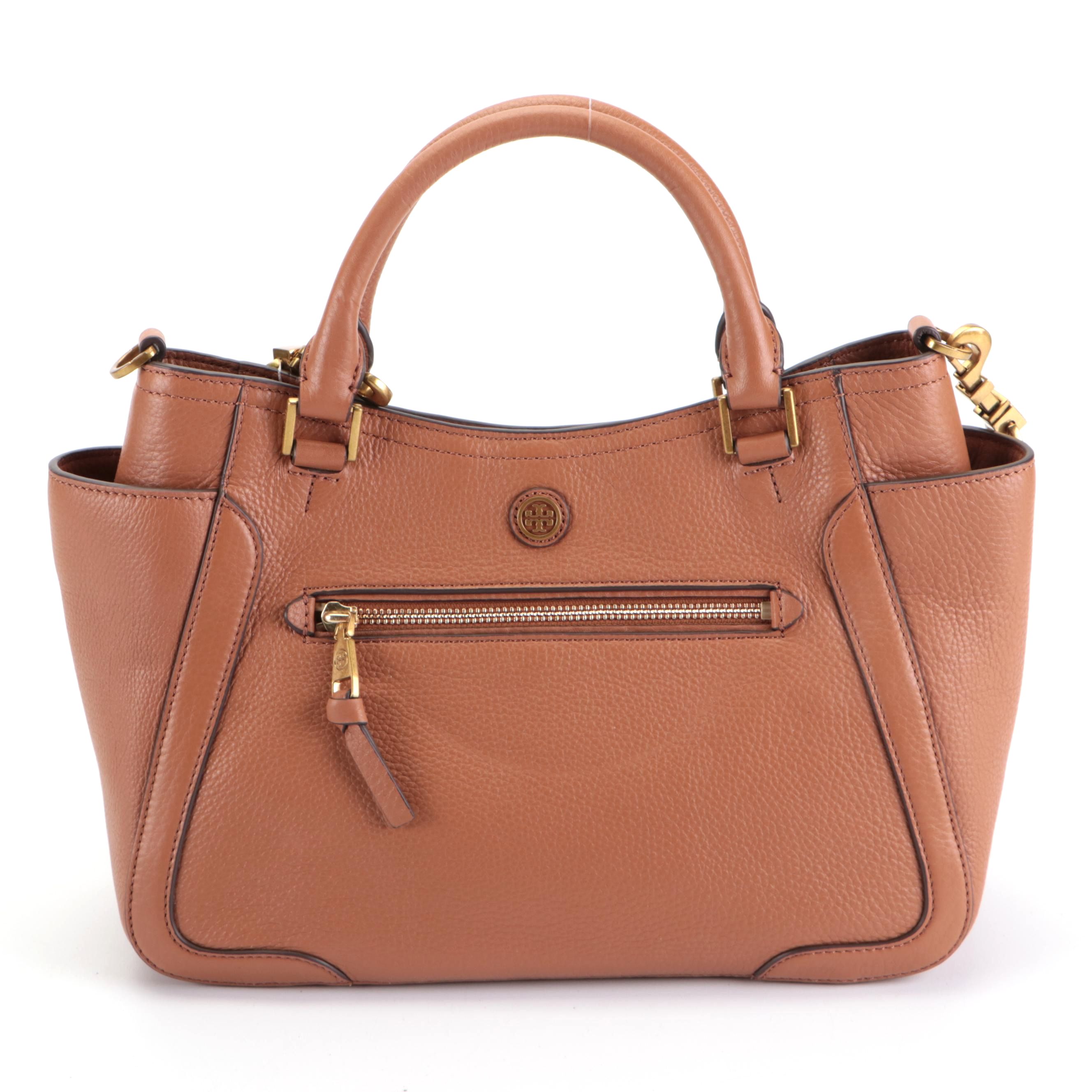 Tory Burch Frances Small Satchel in Bark Leather with Detachable Strap