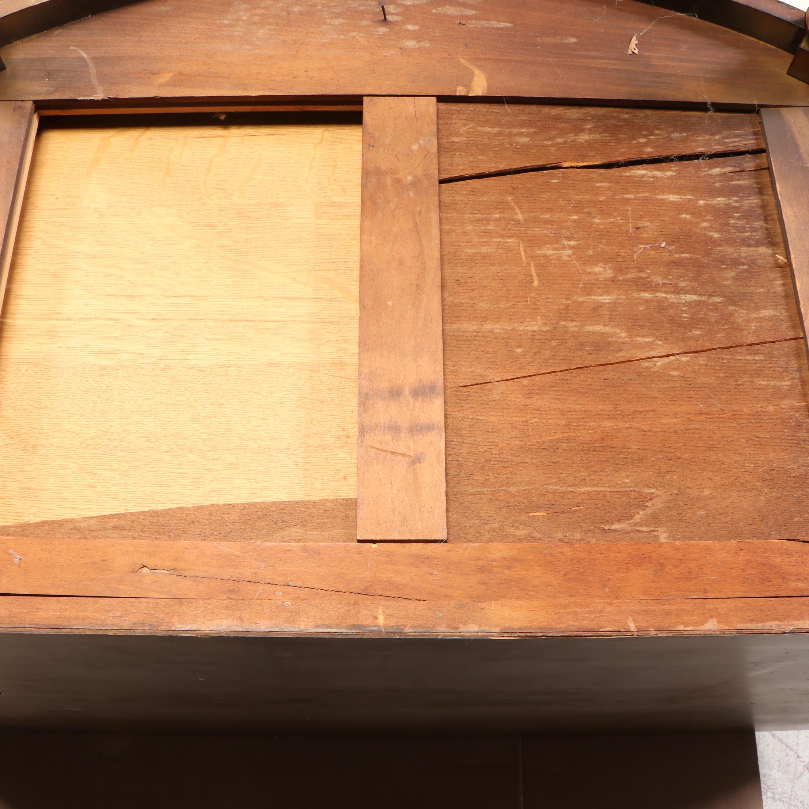 Johnson Furniture Adam Style Paint-Decorated Walnut Demilune Dressing Cabinet