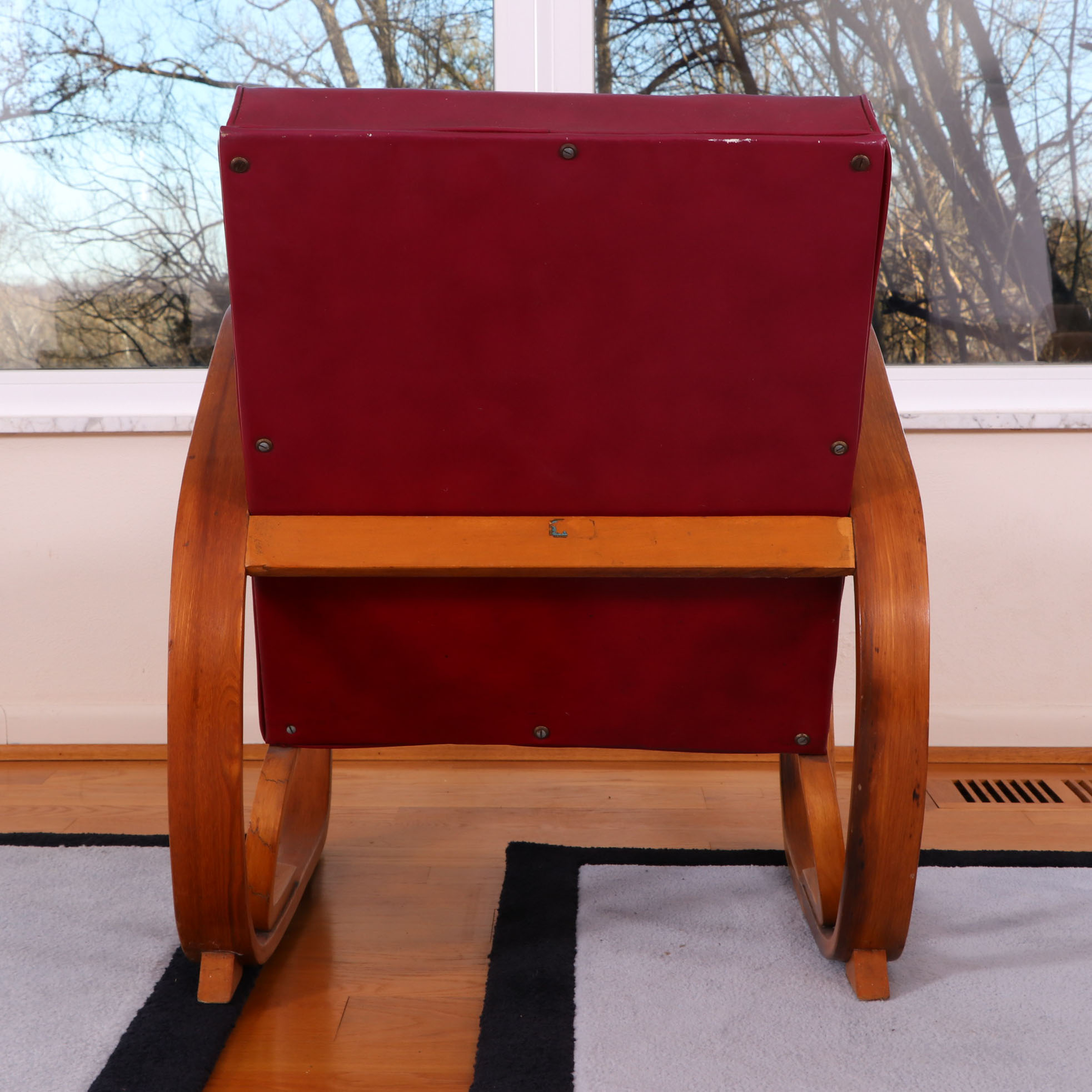 Pair of Shampaine Company Art Deco Bentwood and Vinyl Armchairs, 1930s