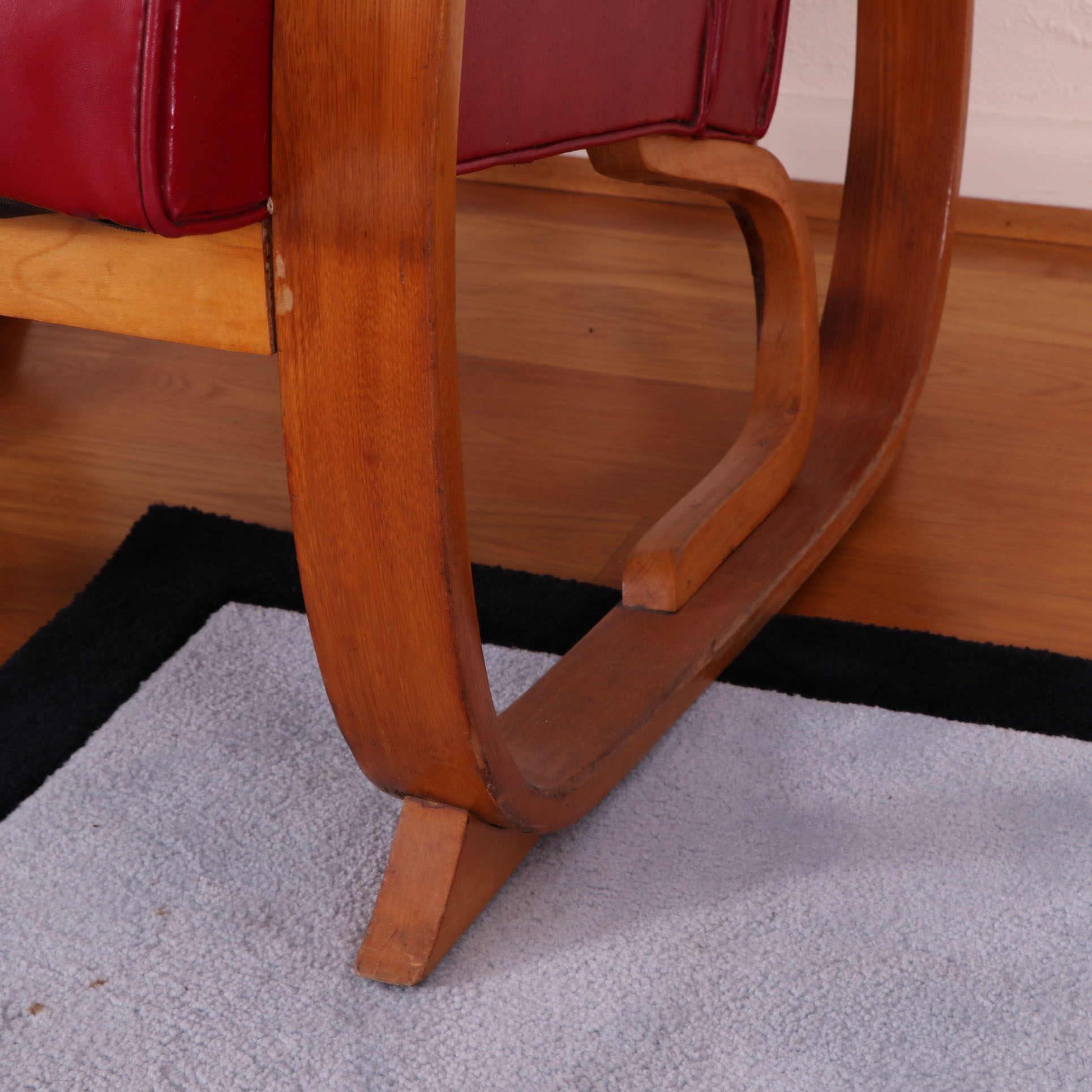 Pair of Shampaine Company Art Deco Bentwood and Vinyl Armchairs, 1930s