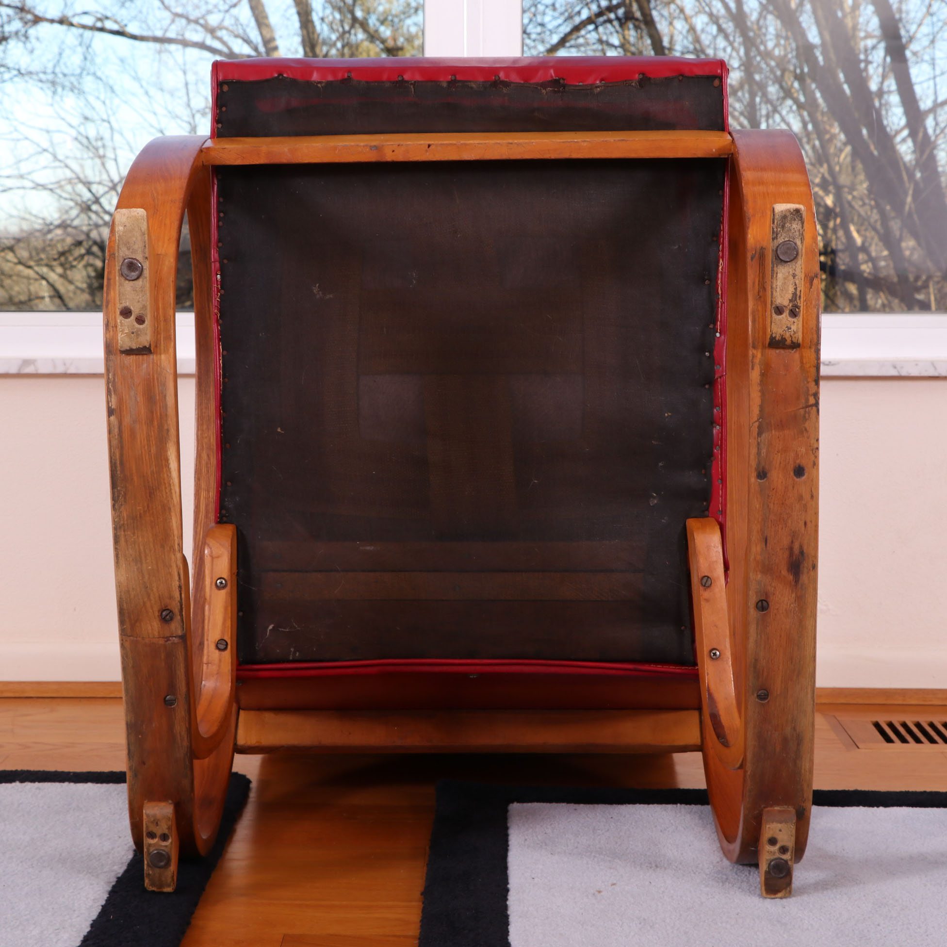 Pair of Shampaine Company Art Deco Bentwood and Vinyl Armchairs, 1930s