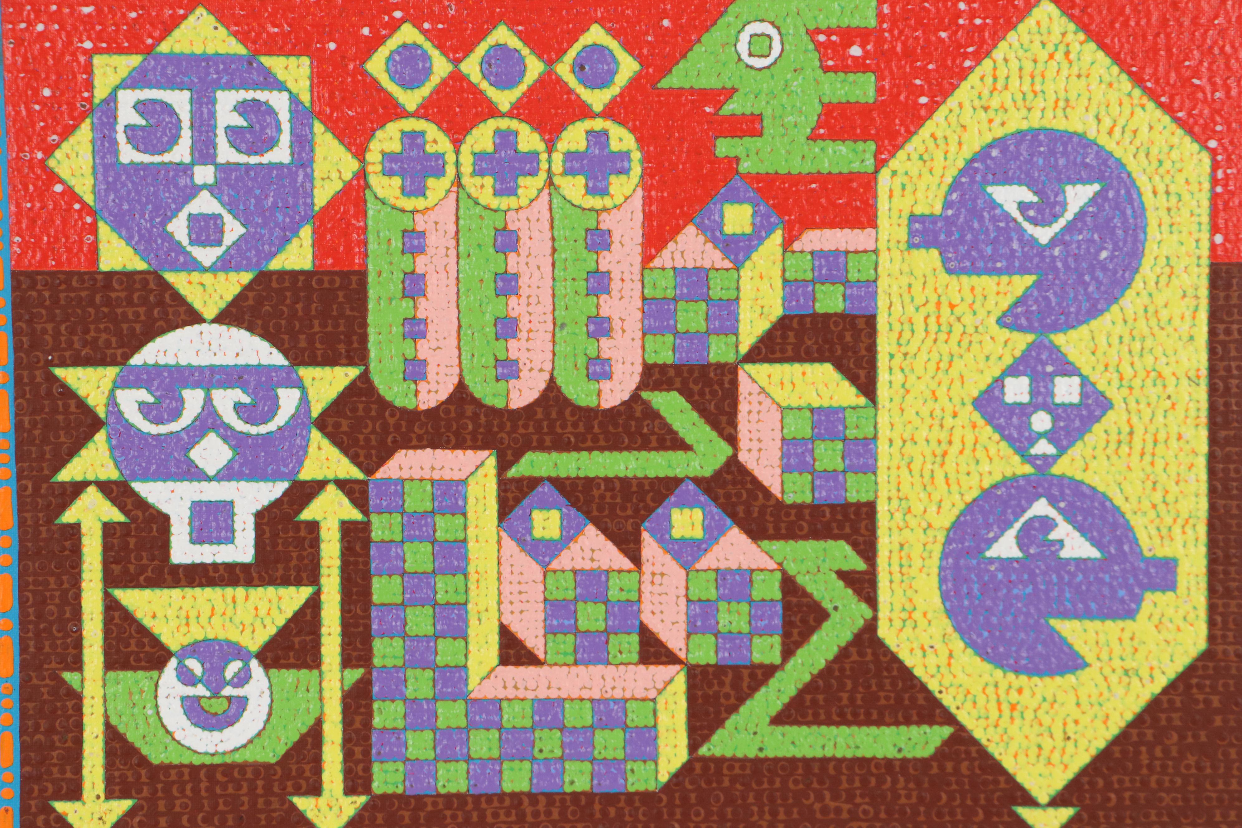 Jerry Kellems Abstract Geometric Acrylic Painting, 21st Century