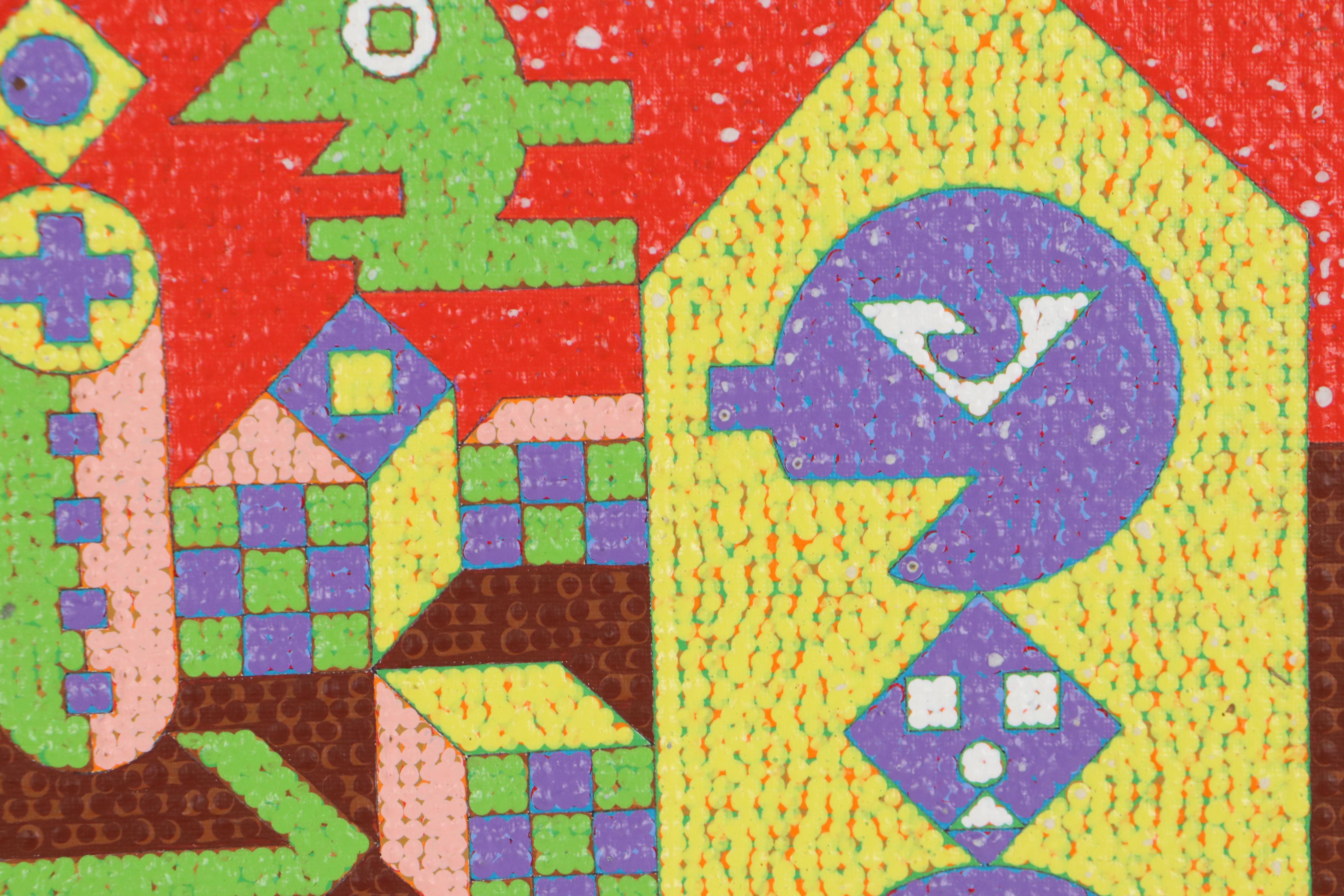 Jerry Kellems Abstract Geometric Acrylic Painting, 21st Century