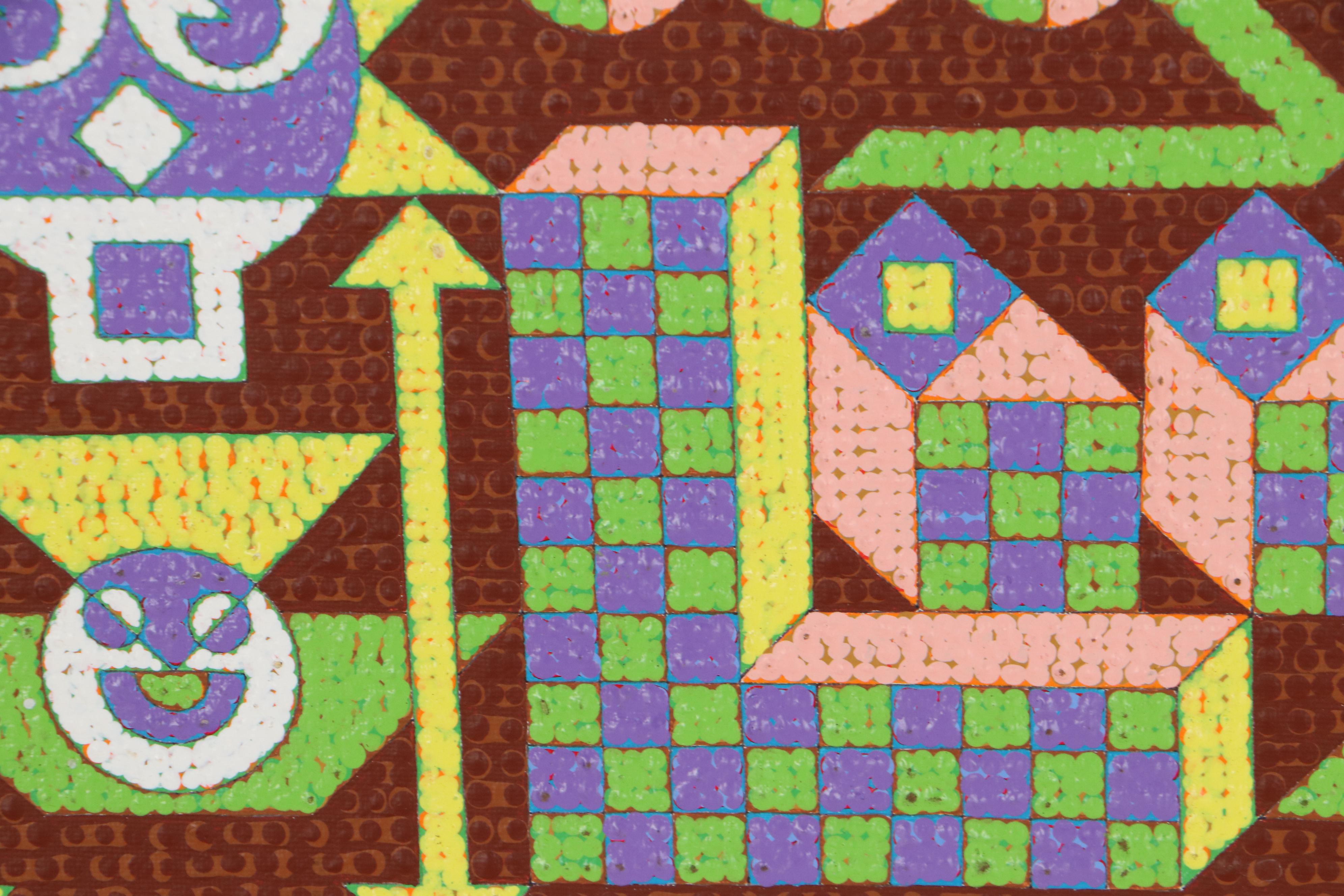 Jerry Kellems Abstract Geometric Acrylic Painting, 21st Century