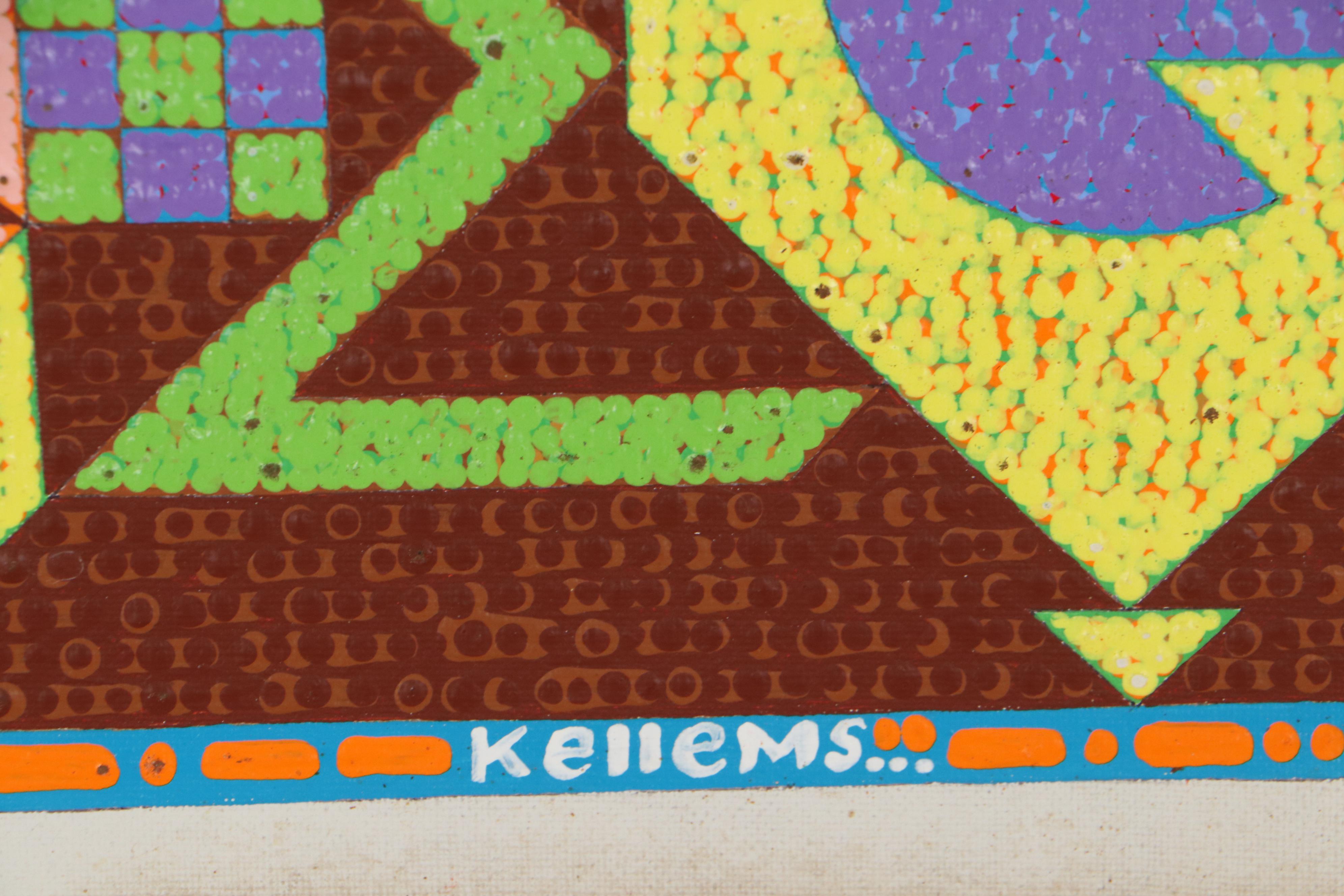 Jerry Kellems Abstract Geometric Acrylic Painting, 21st Century