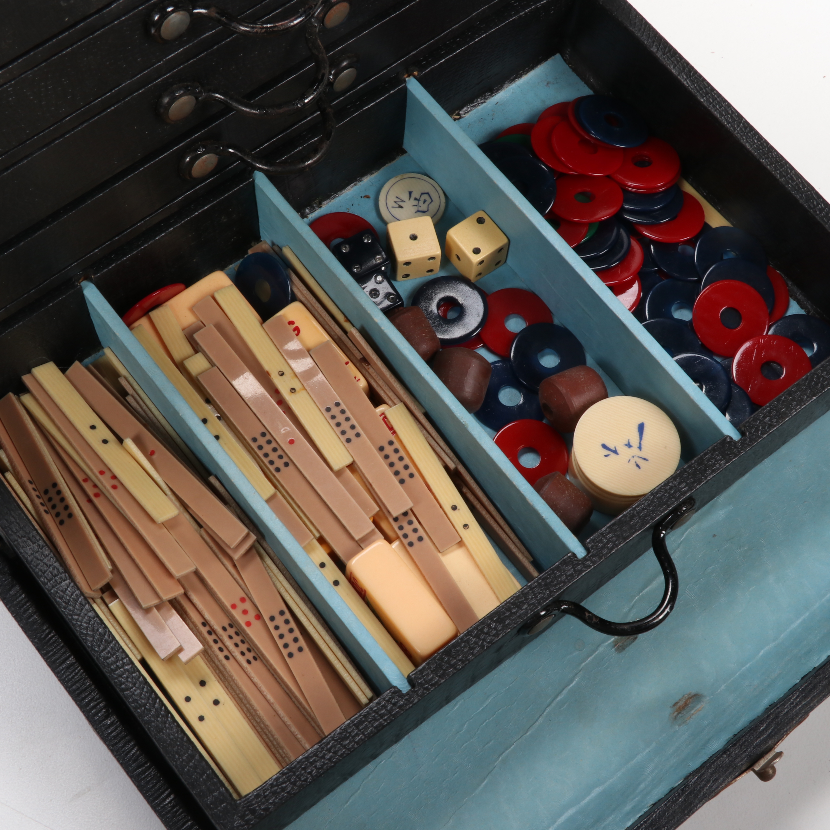 Bakelite Mah Jongg Set with Case and National Mah Jongg League Rule Book, 1960s