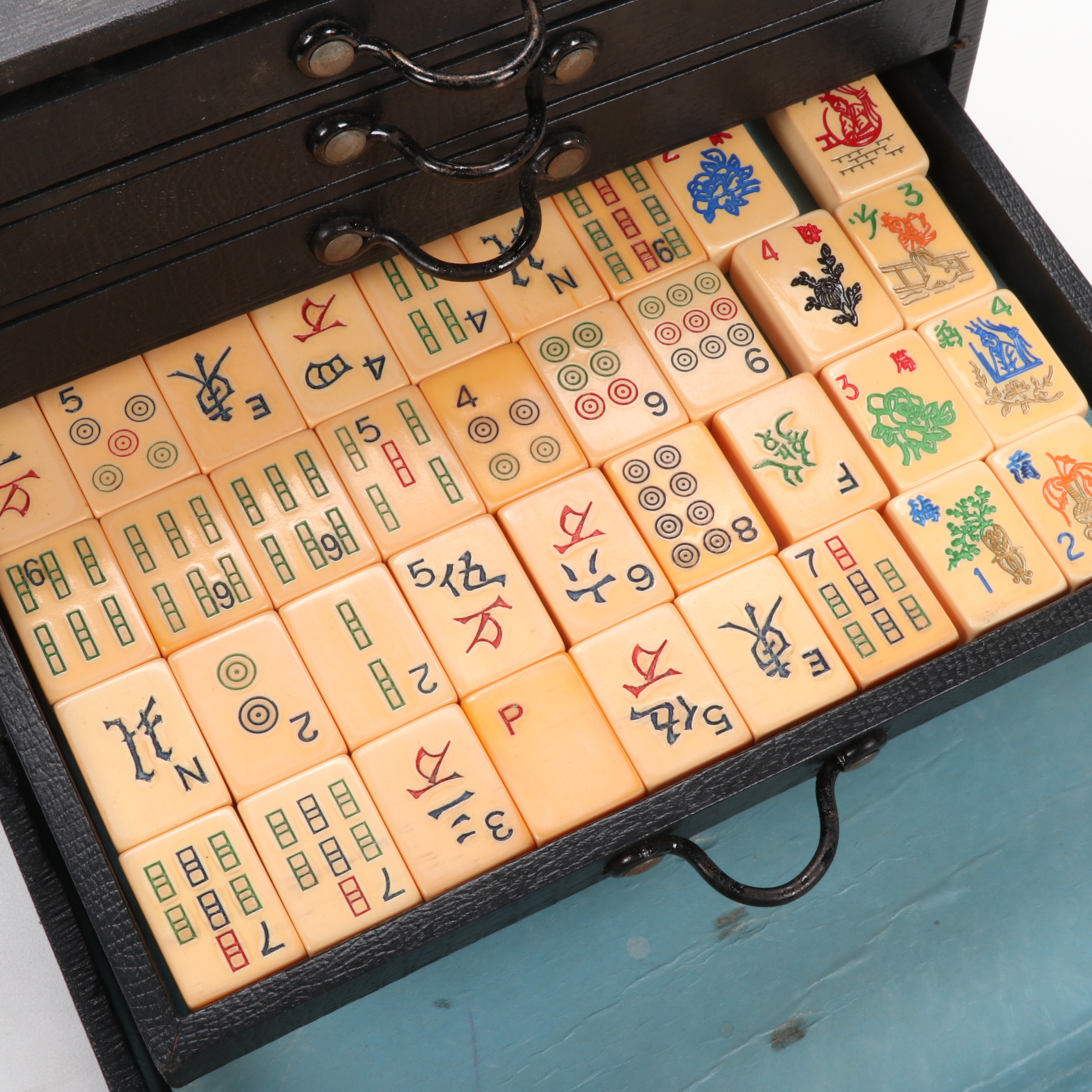 Bakelite Mah Jongg Set with Case and National Mah Jongg League Rule Book, 1960s