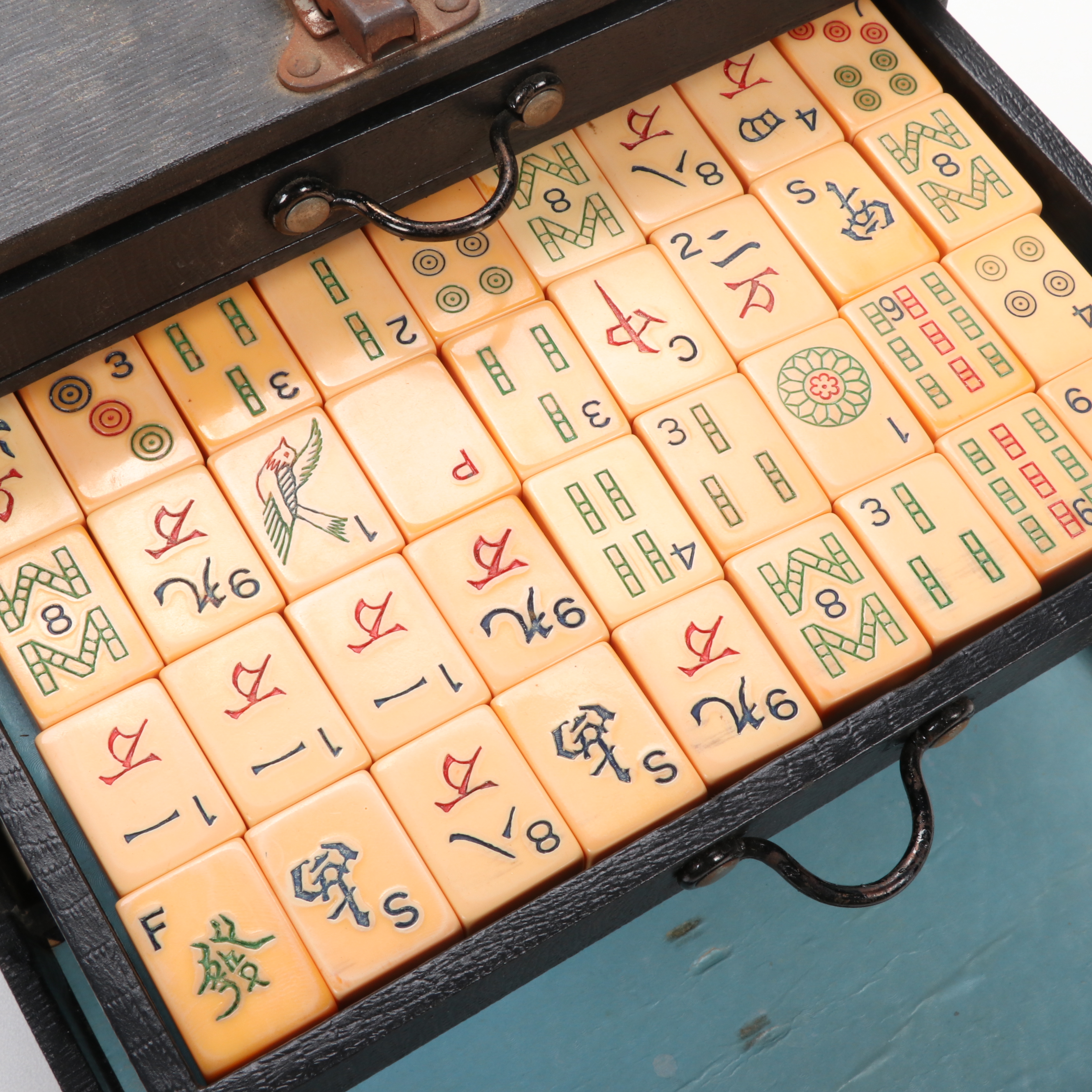 Bakelite Mah Jongg Set with Case and National Mah Jongg League Rule Book, 1960s