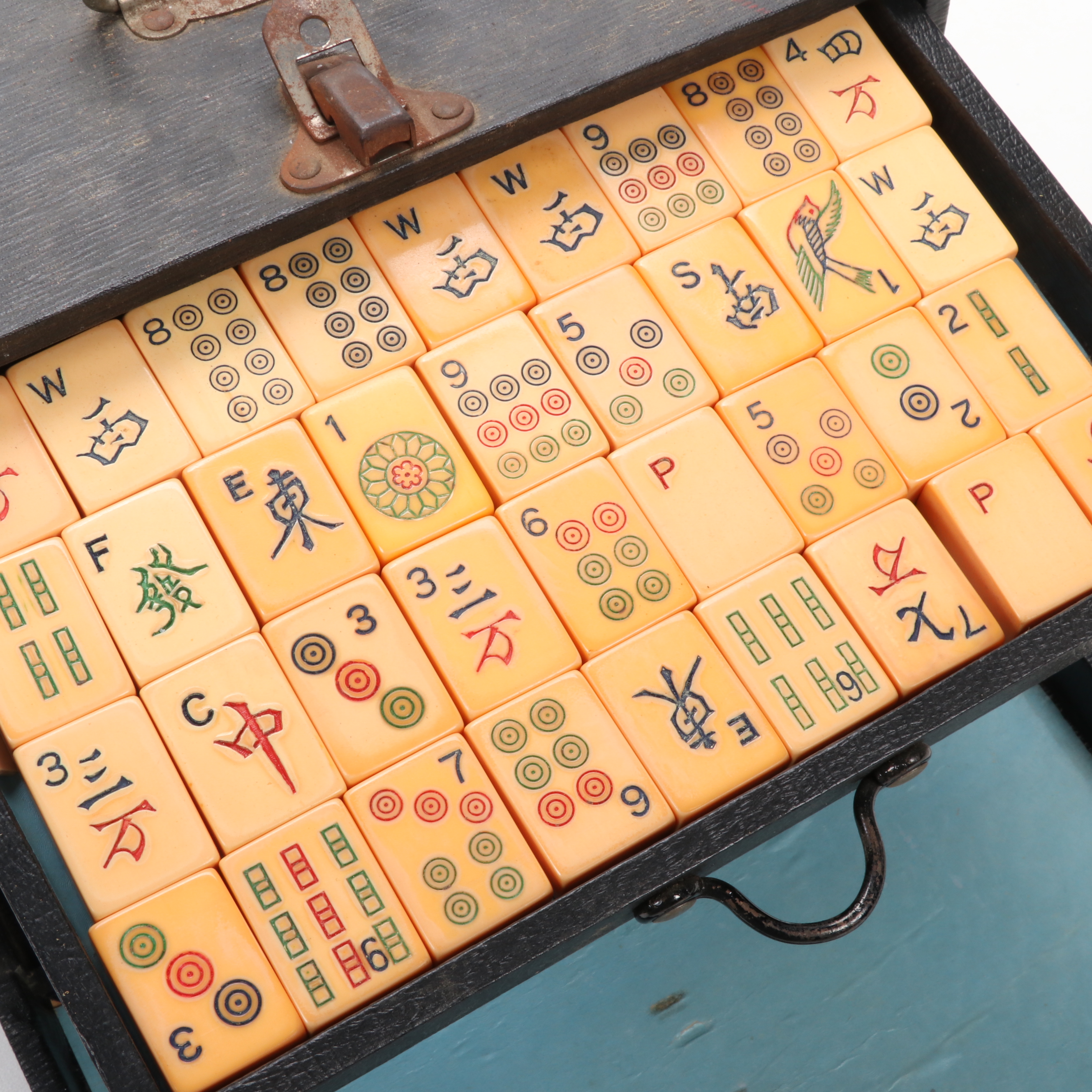 Bakelite Mah Jongg Set with Case and National Mah Jongg League Rule Book, 1960s