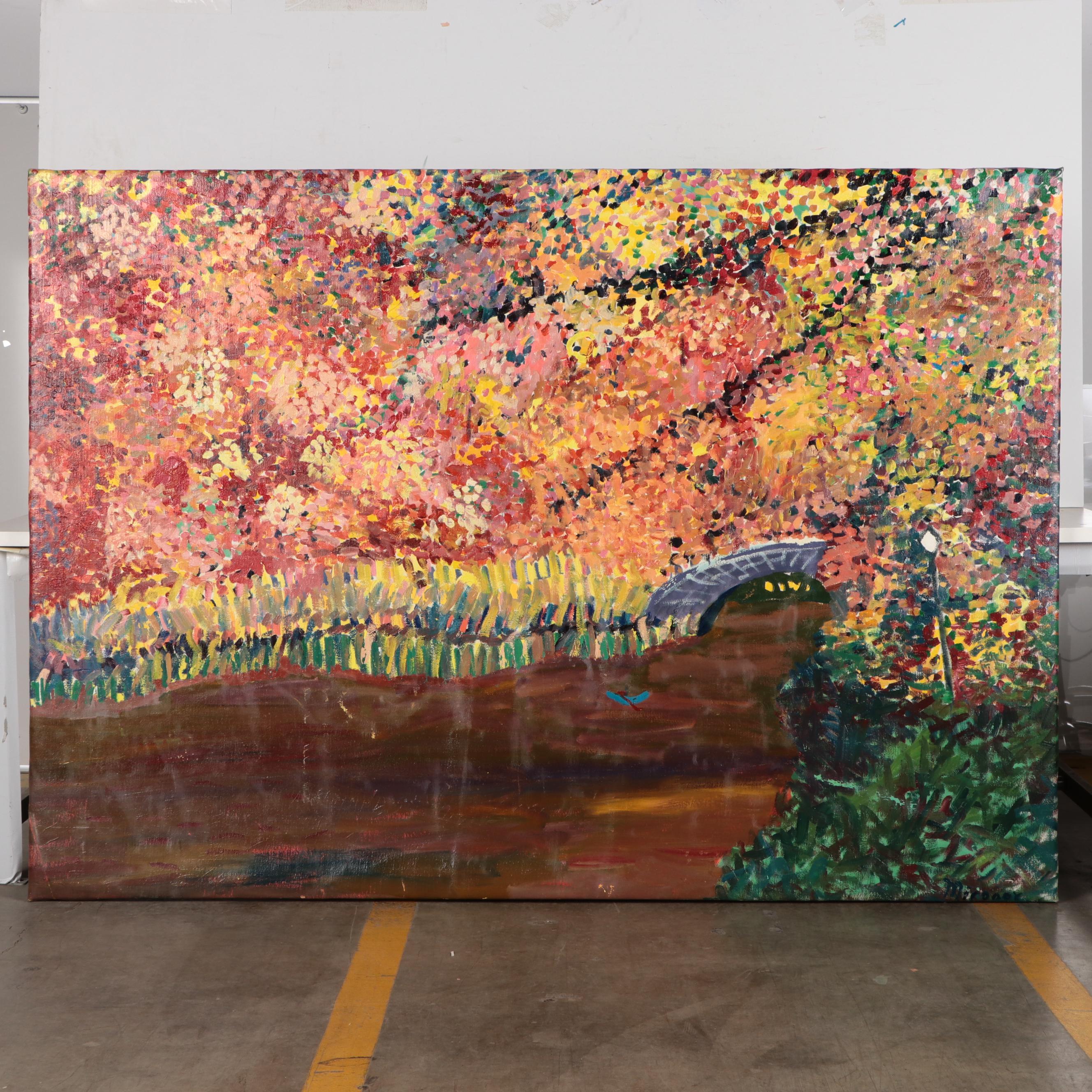 Jerald Mironov Large-Scale Abstract Landscape Oil Painting, Late 20th Century