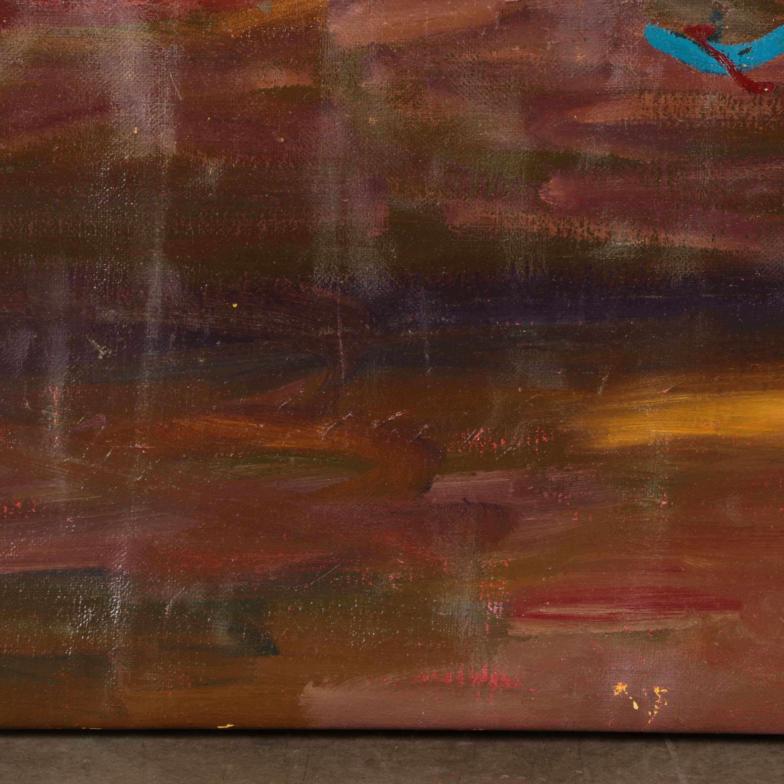 Jerald Mironov Large-Scale Abstract Landscape Oil Painting, Late 20th Century