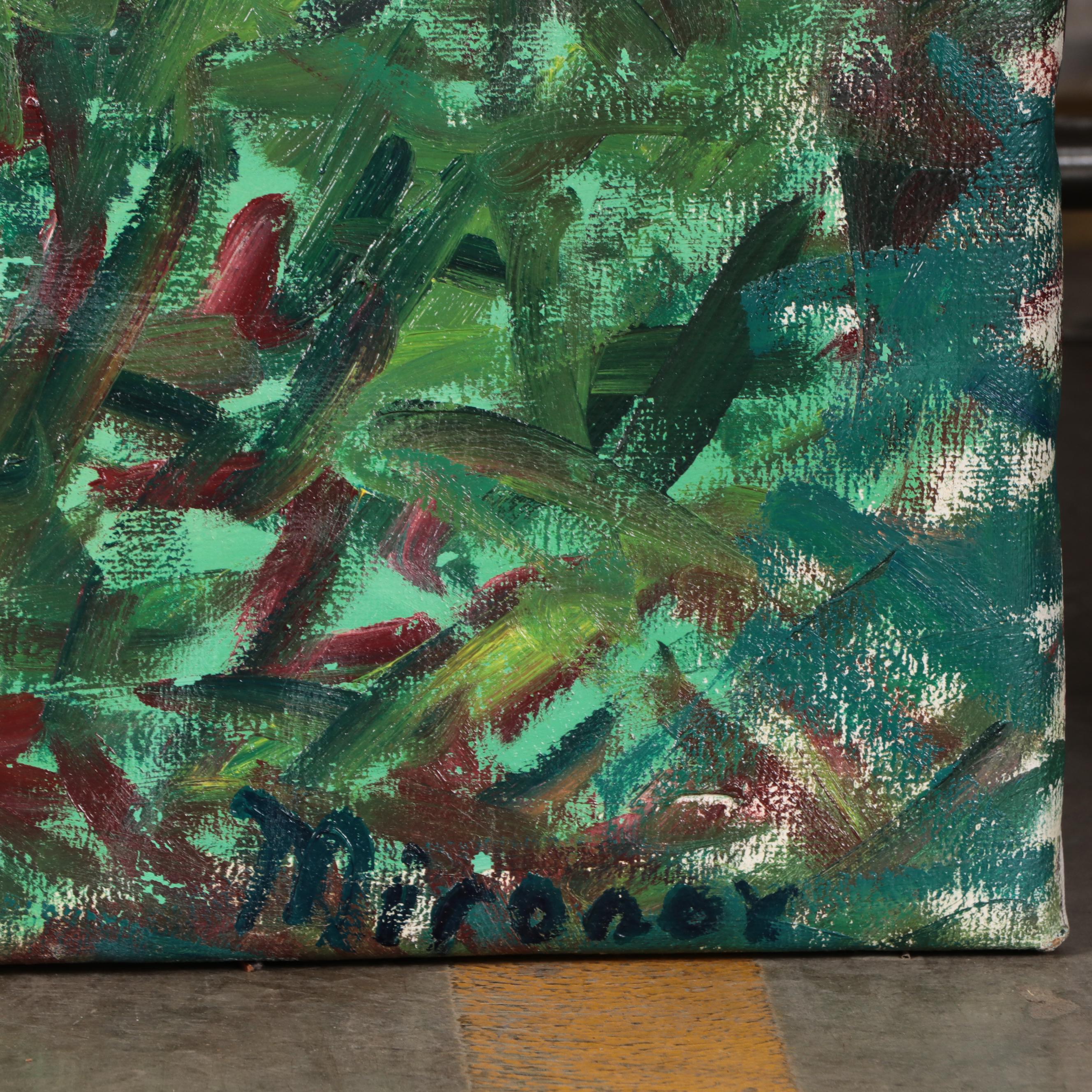 Jerald Mironov Large-Scale Abstract Landscape Oil Painting, Late 20th Century