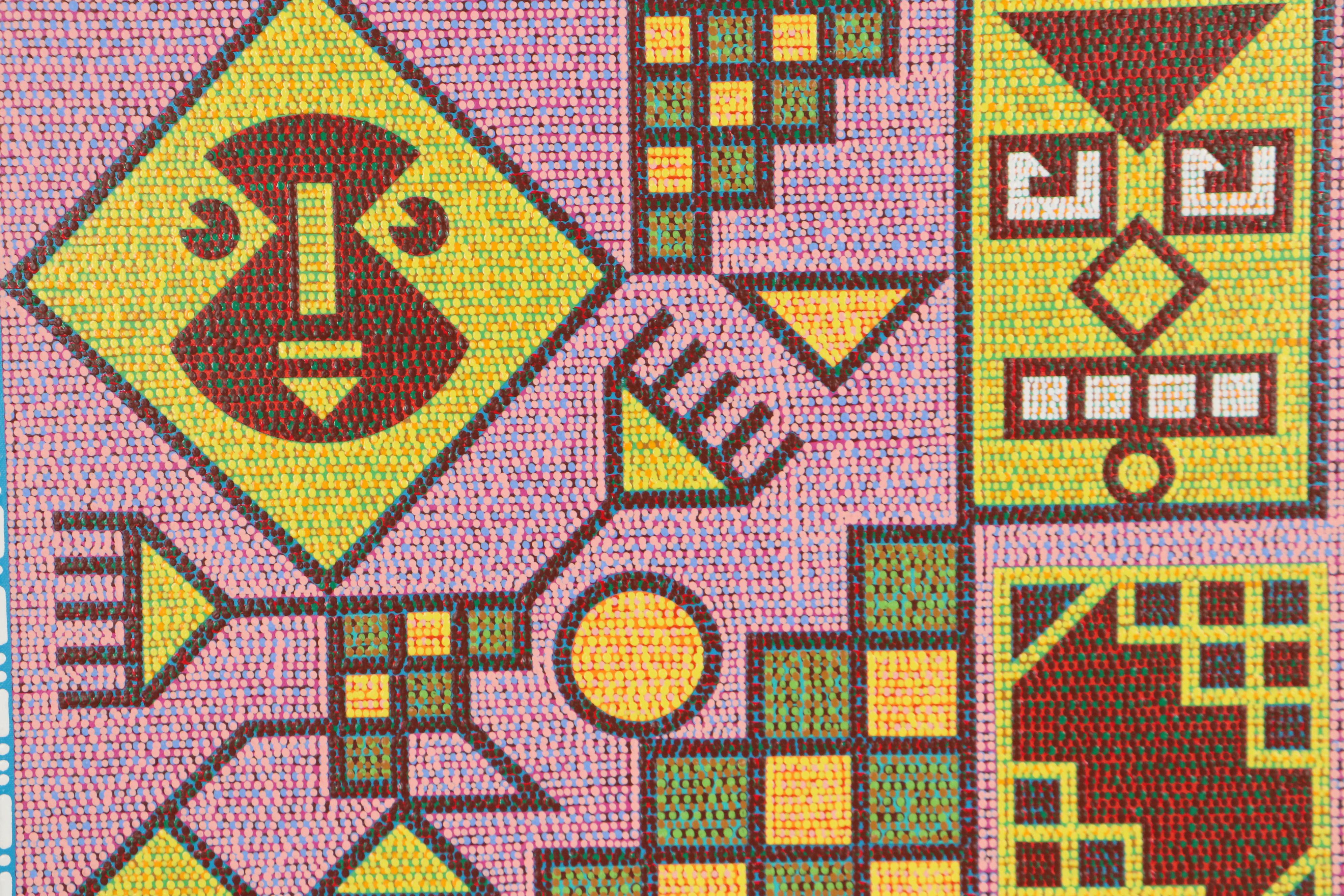 Jerry Kellems Abstract Geometric Acrylic Painting, 21st Century