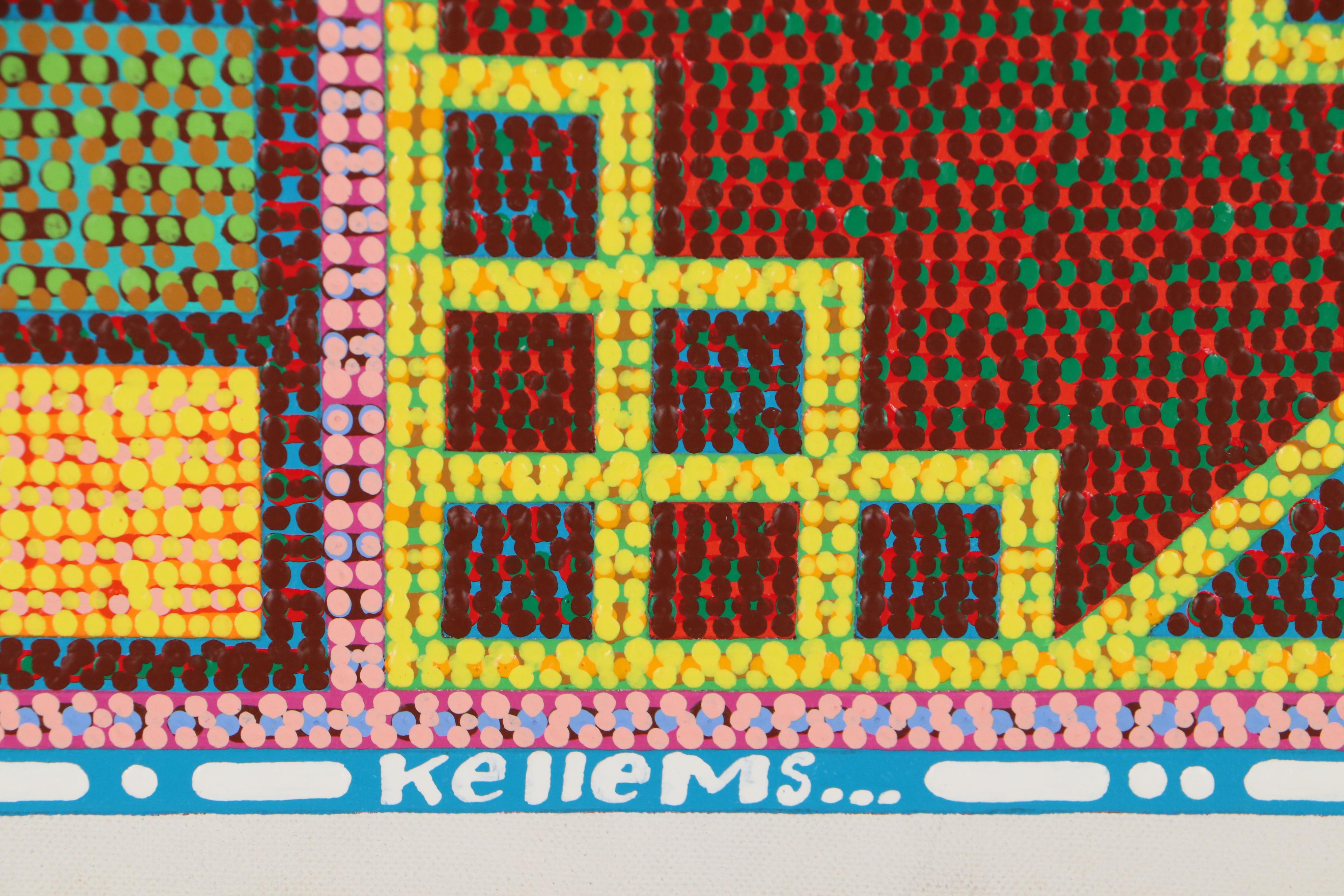 Jerry Kellems Abstract Geometric Acrylic Painting, 21st Century