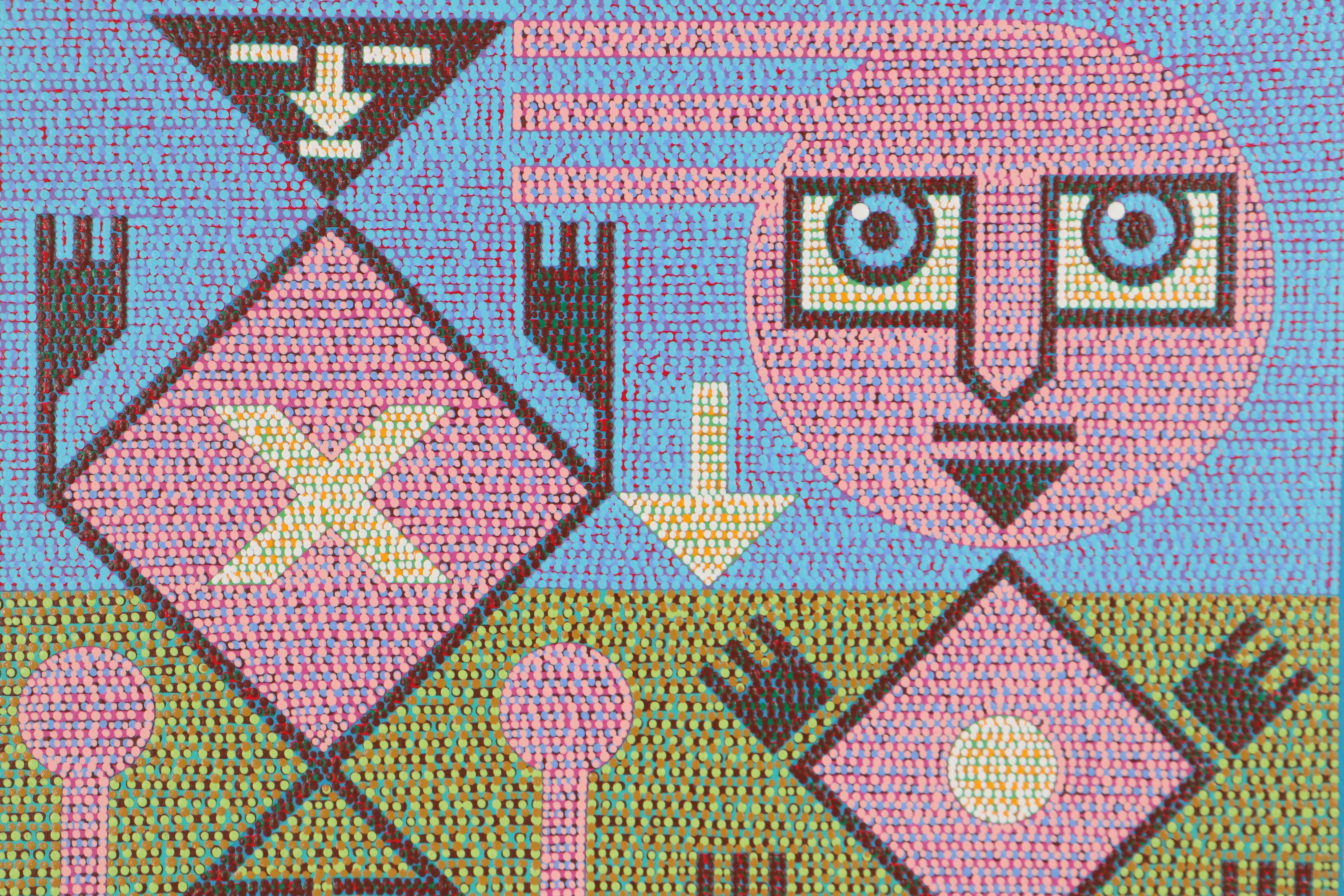 Jerry Kellems Abstract Geometric Acrylic Painting, 21st Century