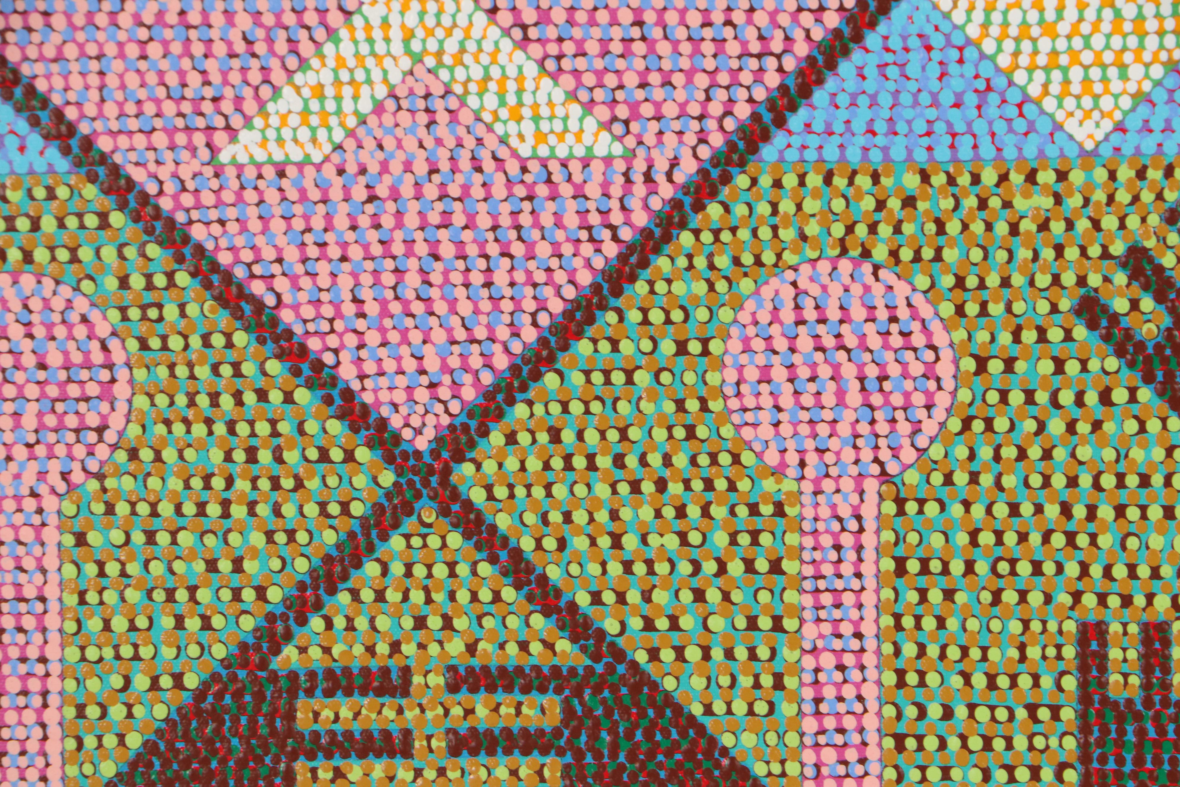 Jerry Kellems Abstract Geometric Acrylic Painting, 21st Century