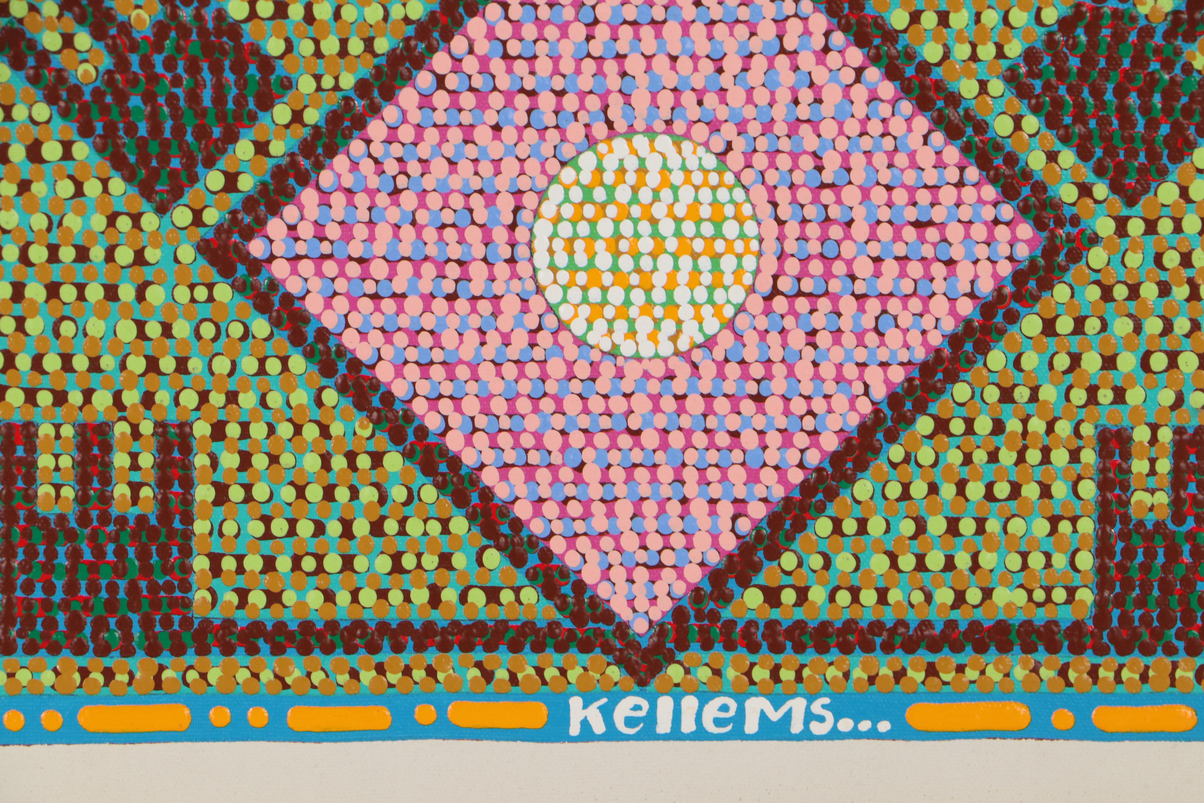 Jerry Kellems Abstract Geometric Acrylic Painting, 21st Century