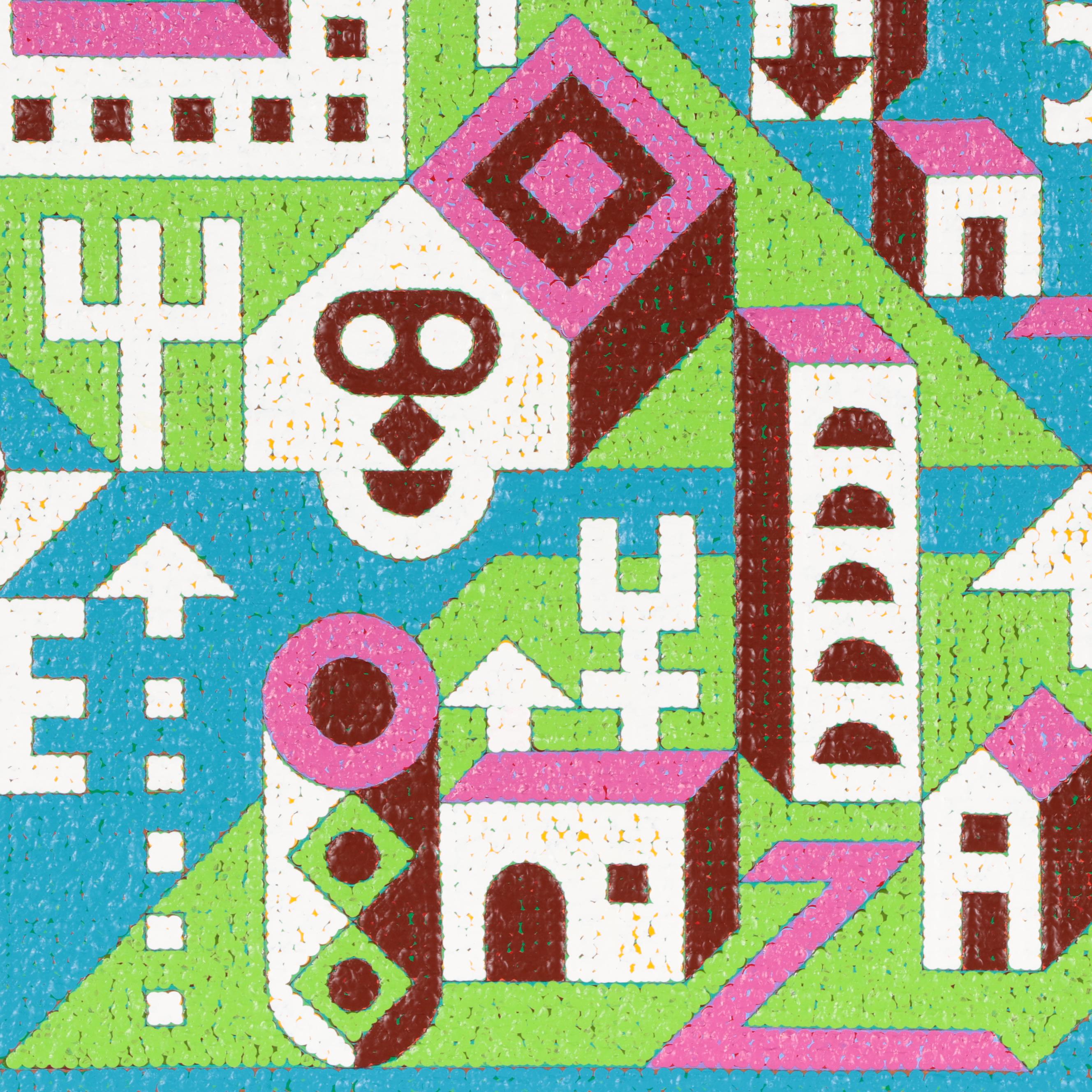 Jerry Kellems Abstract Geometric Acrylic Painting, 21st Century