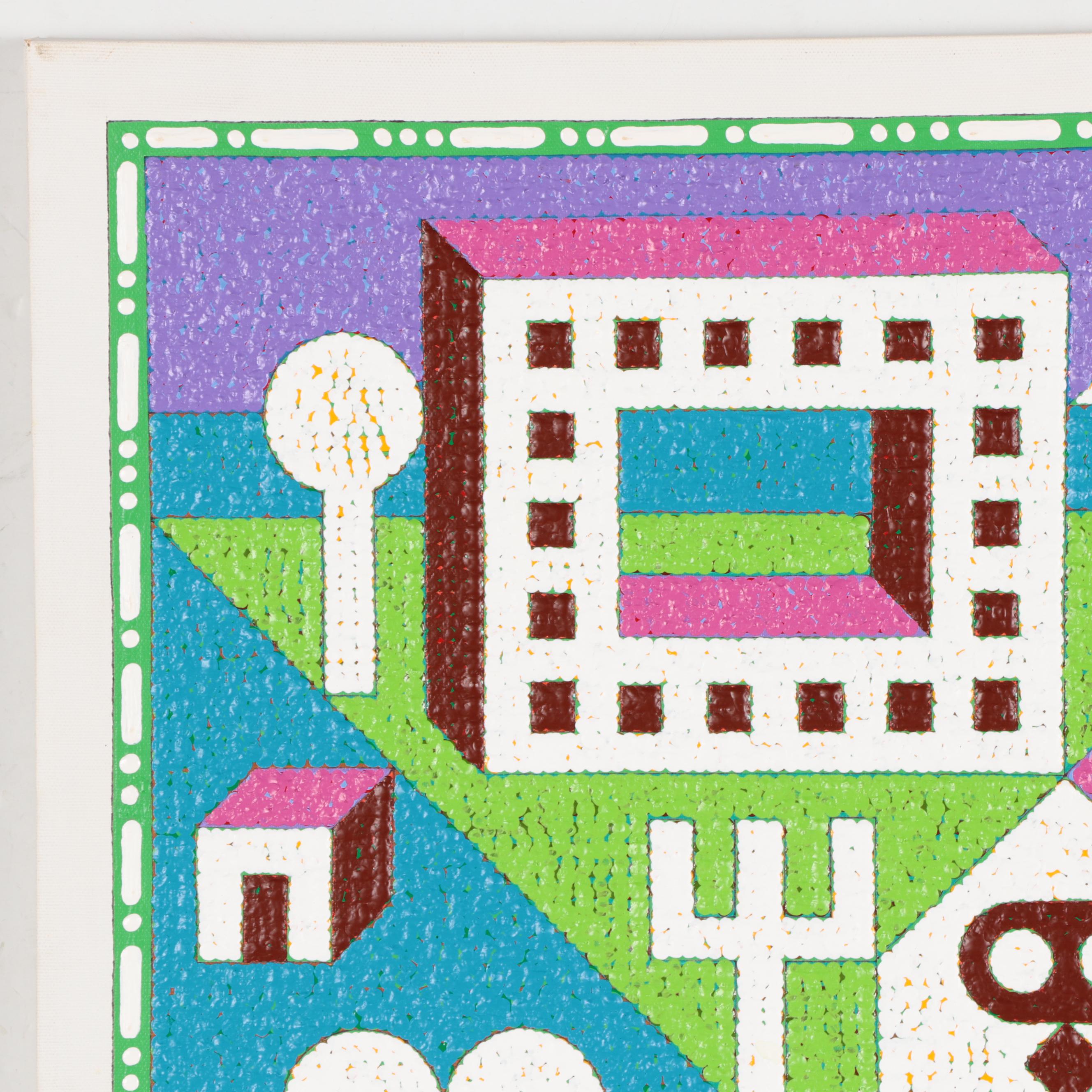 Jerry Kellems Abstract Geometric Acrylic Painting, 21st Century