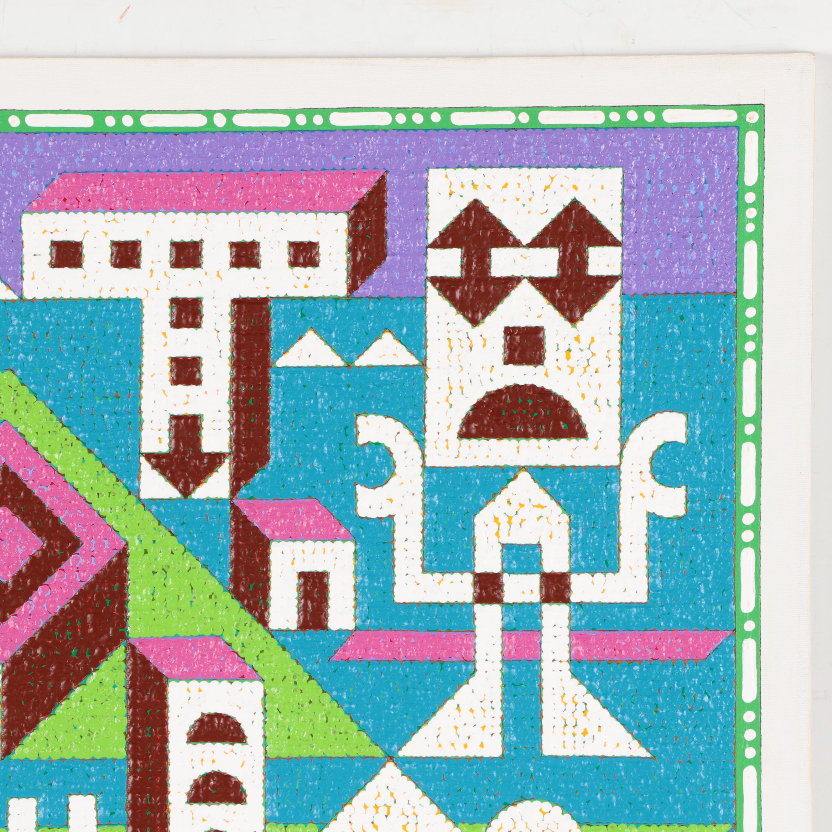 Jerry Kellems Abstract Geometric Acrylic Painting, 21st Century