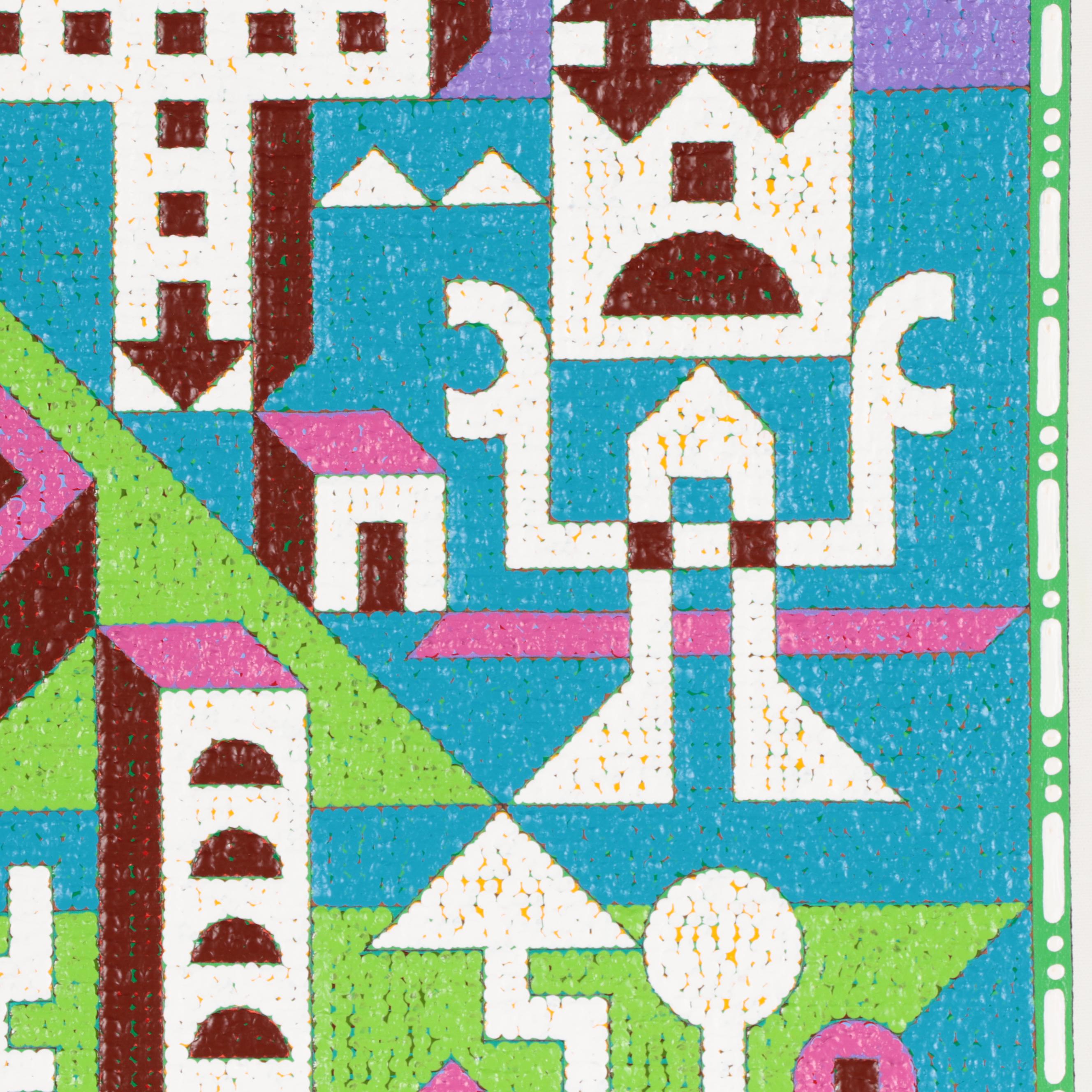 Jerry Kellems Abstract Geometric Acrylic Painting, 21st Century