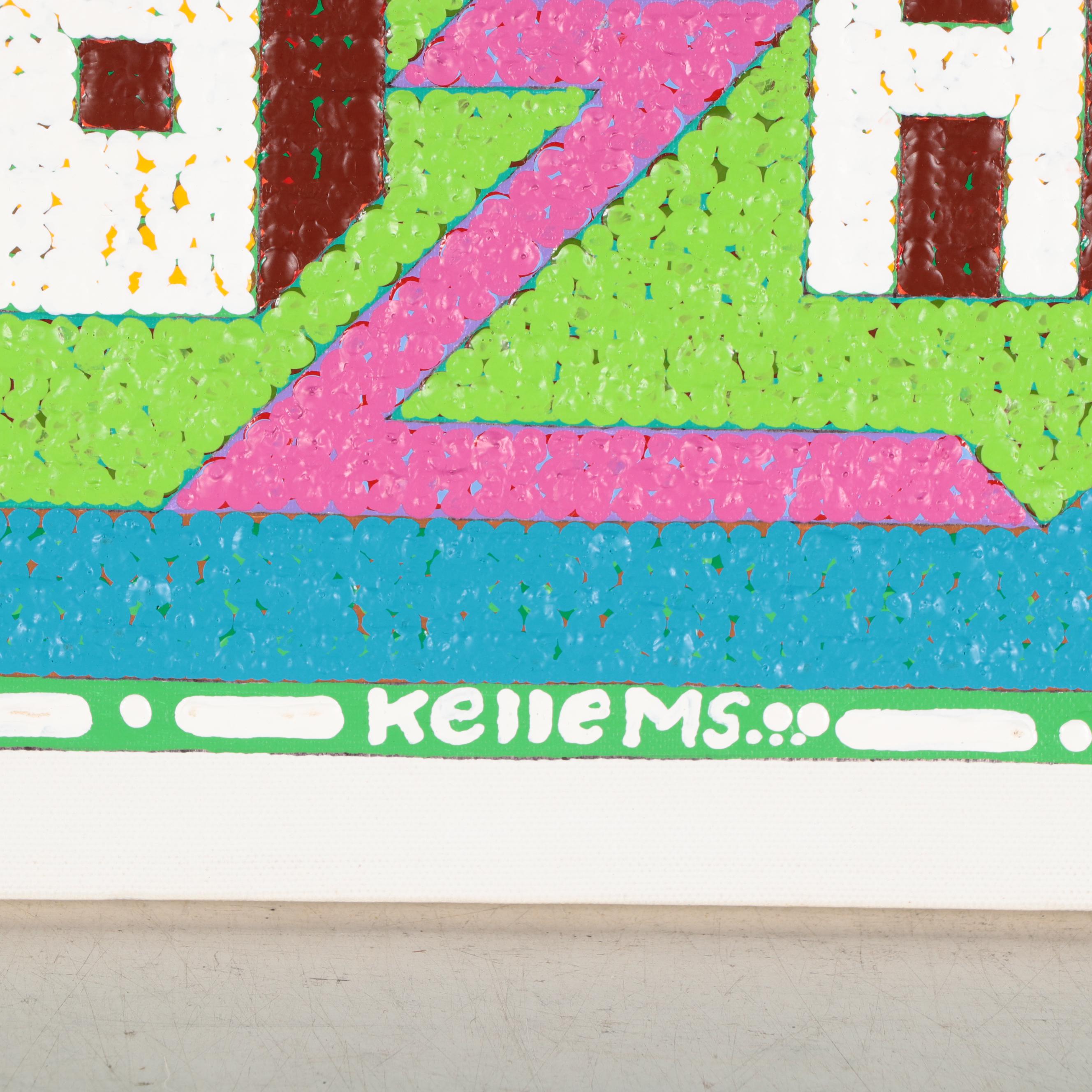 Jerry Kellems Abstract Geometric Acrylic Painting, 21st Century