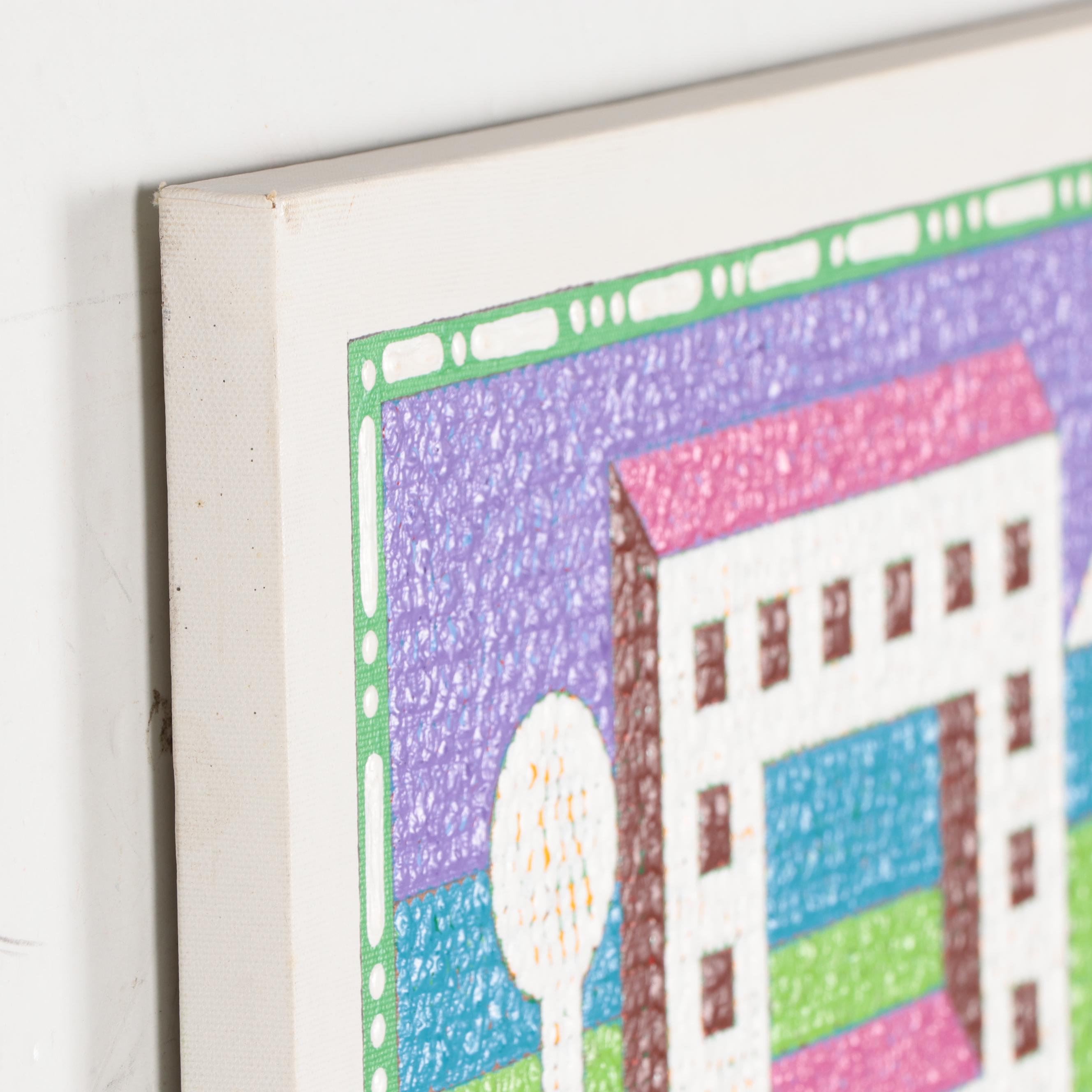 Jerry Kellems Abstract Geometric Acrylic Painting, 21st Century