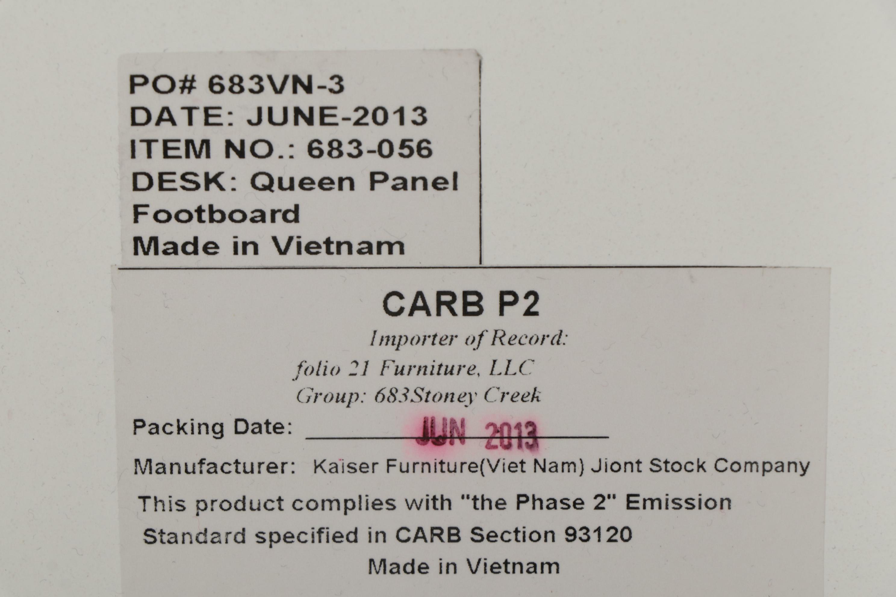 Folio 21 "Stoney Creek" Painted Wood Queen Size Bed Frame and Nightstand, 2013