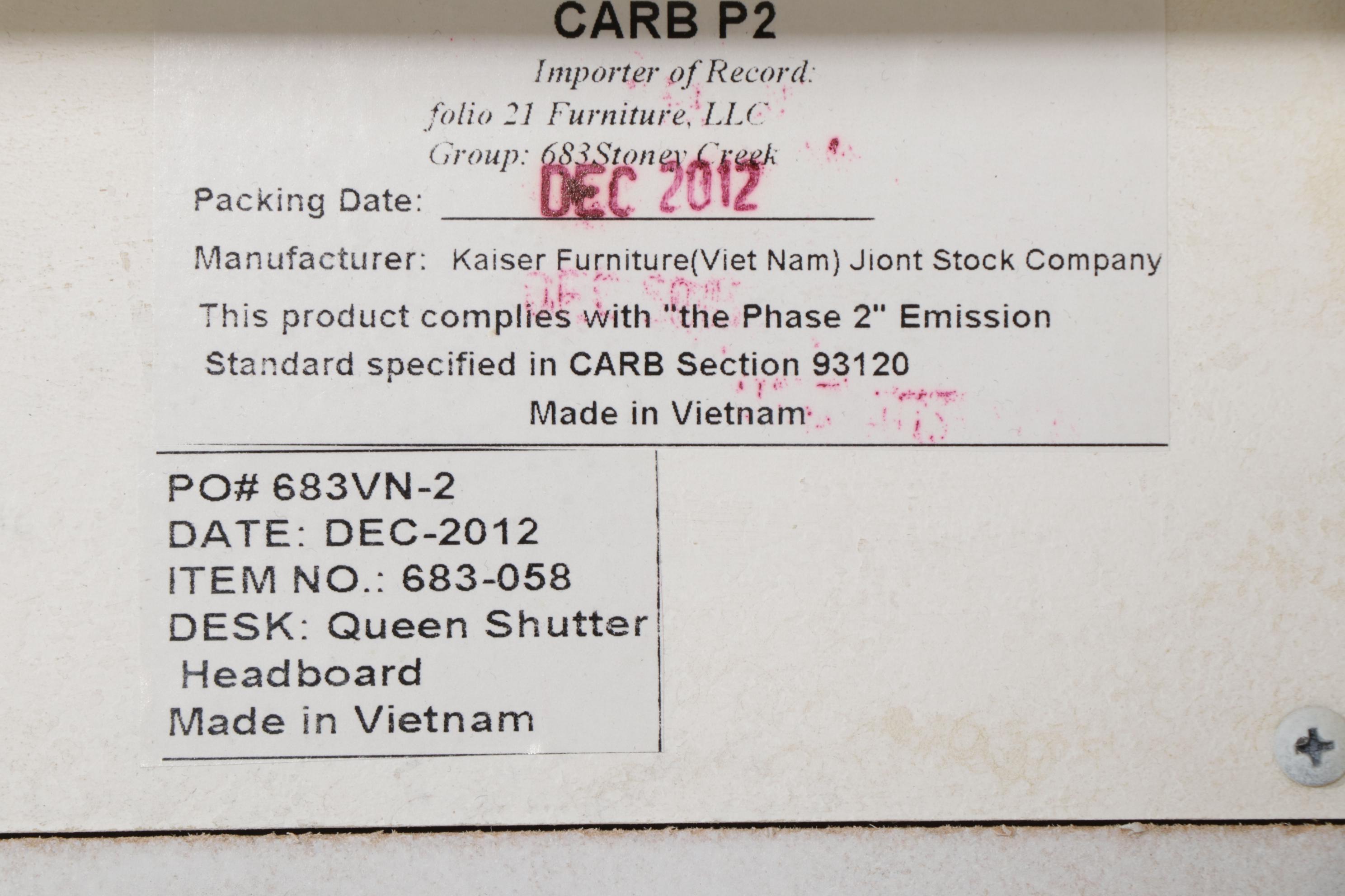 Folio 21 "Stoney Creek" Painted Wood Queen Size Bed Frame and Nightstand, 2013