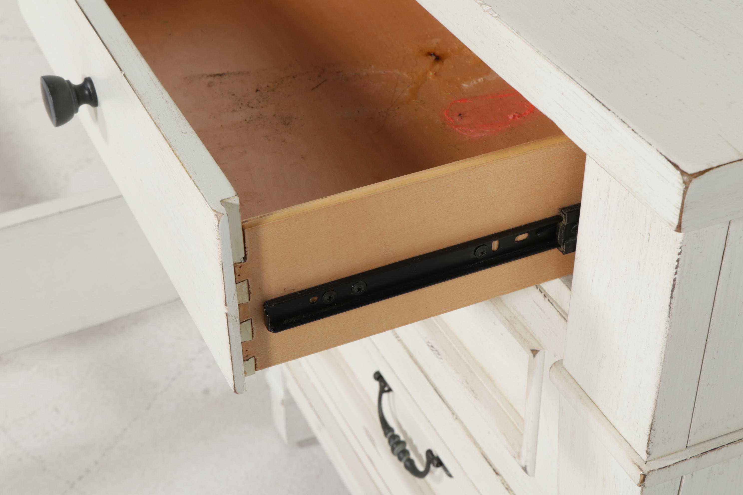 Folio 21 "Stoney Creek" Painted Wood Queen Size Bed Frame and Nightstand, 2013